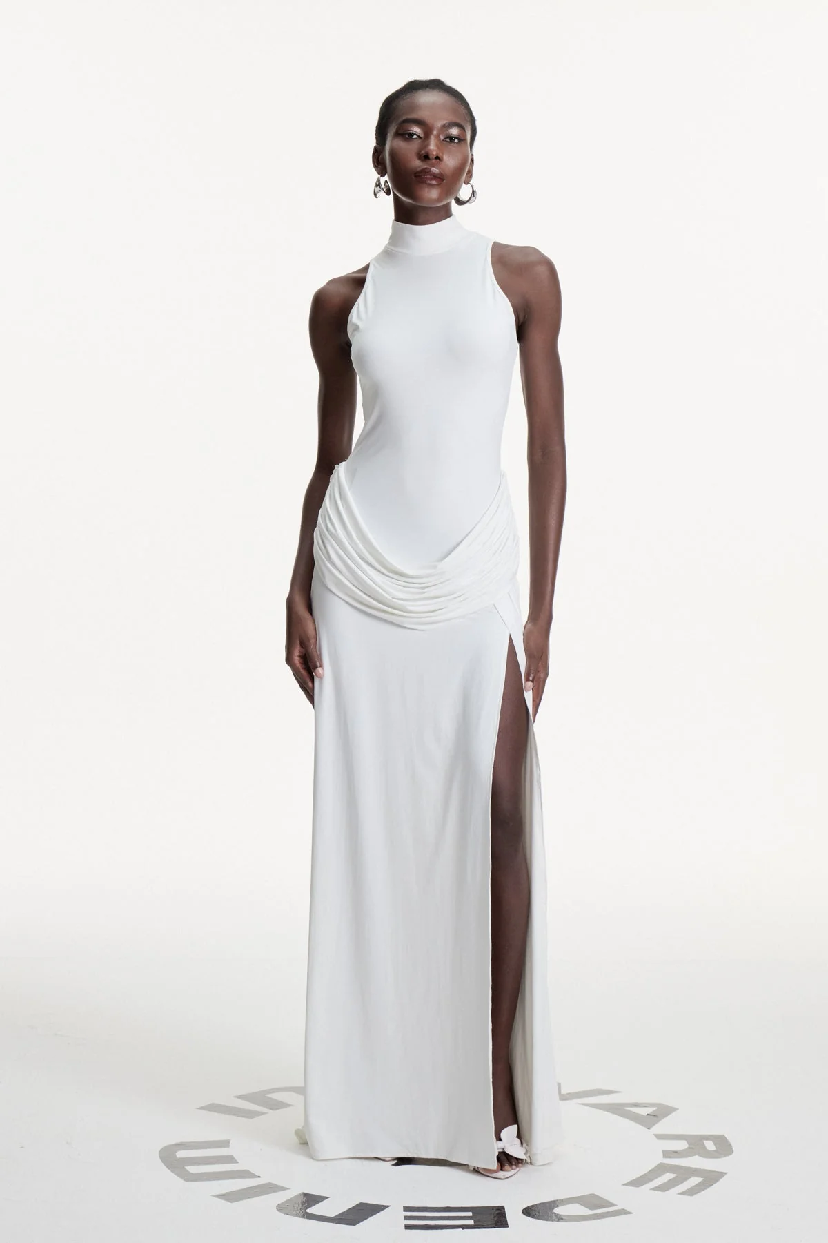 White Elegant Sleeveless Maxi Dress with Side Split