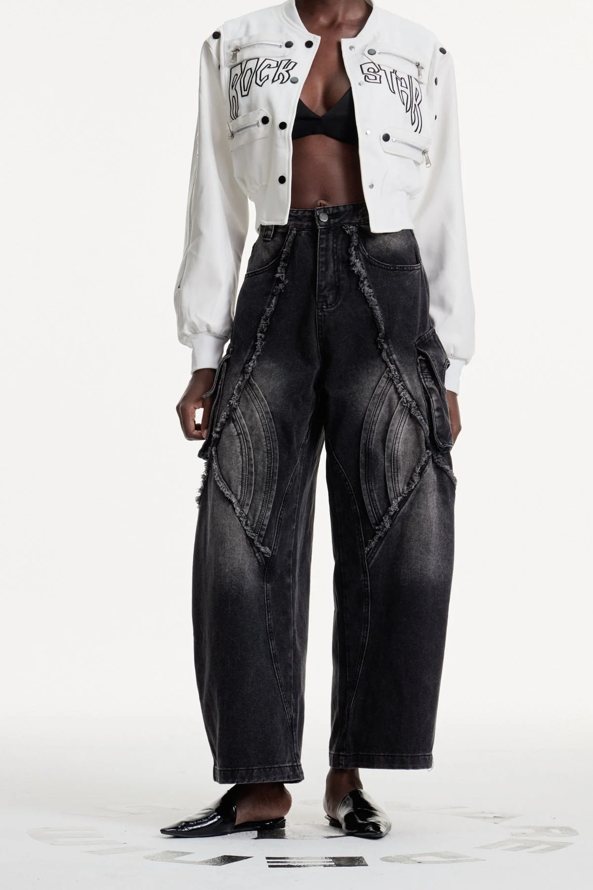 Black Deconstruct Baggy Jeans for Urban Edge Style