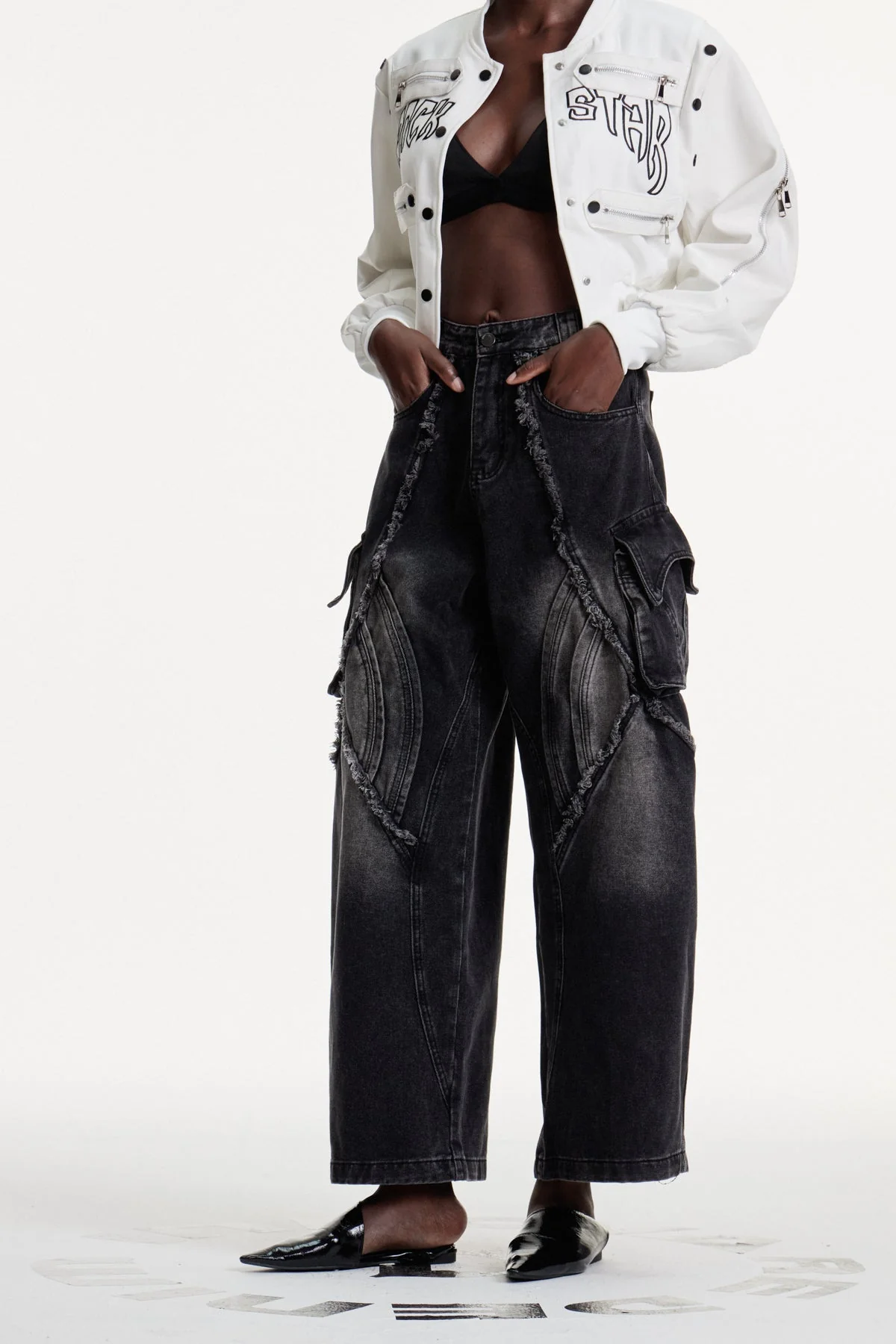 Black Deconstruct Baggy Jeans for Urban Edge Style