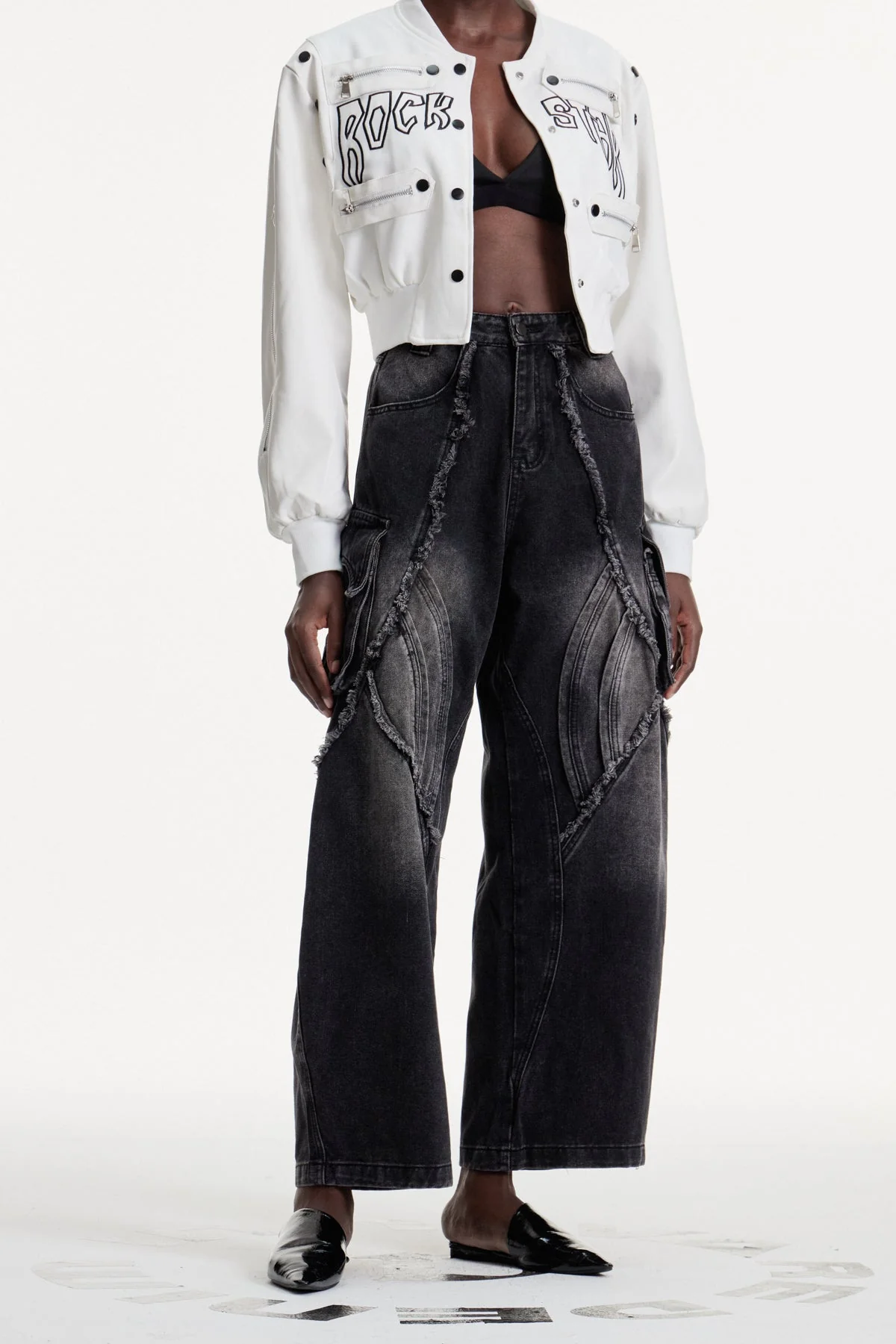 Black Deconstruct Baggy Jeans for Urban Edge Style