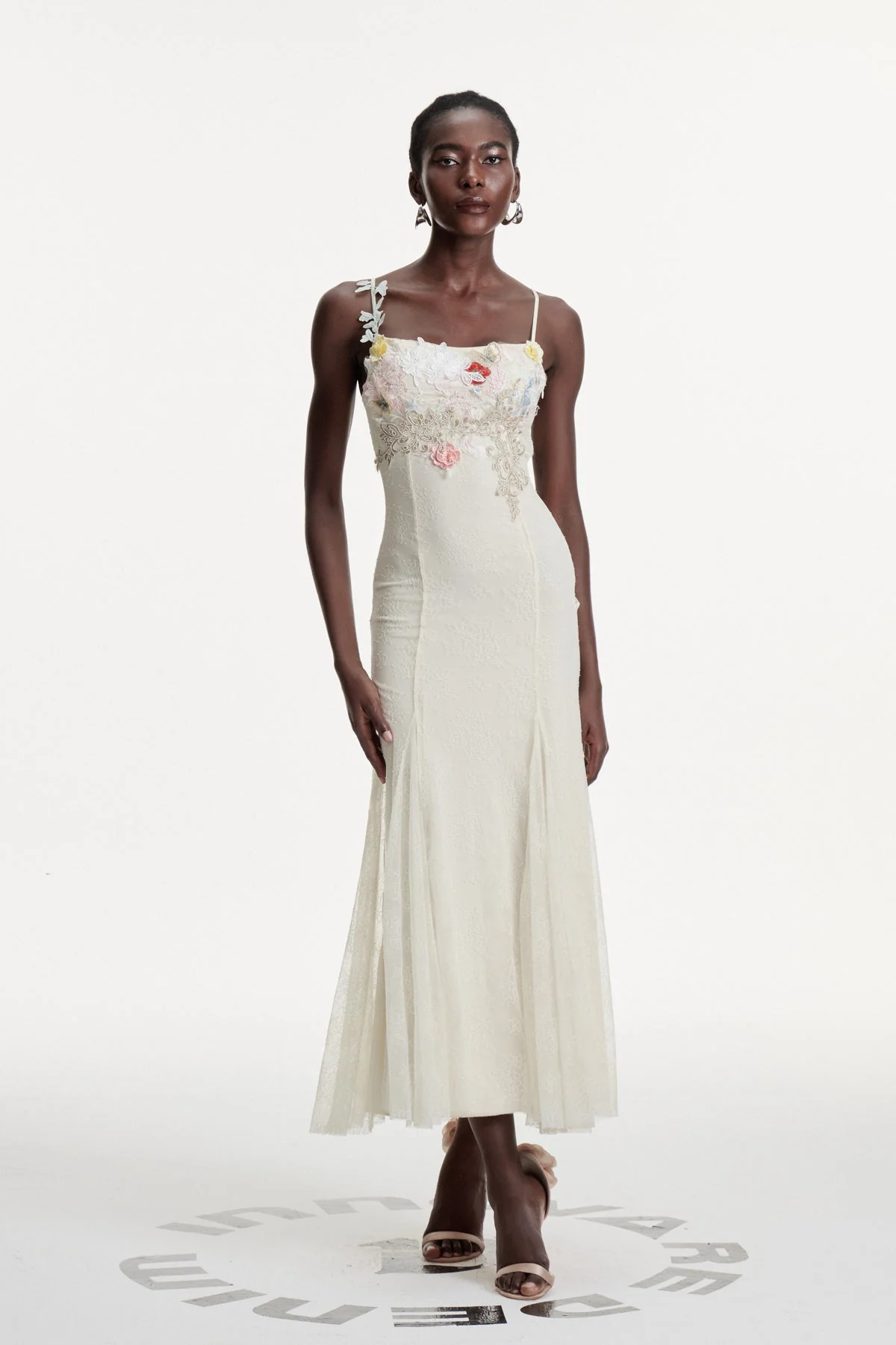 Embroidered Lace Floral Maxi Dress - Elegant Formal Occasion Wear