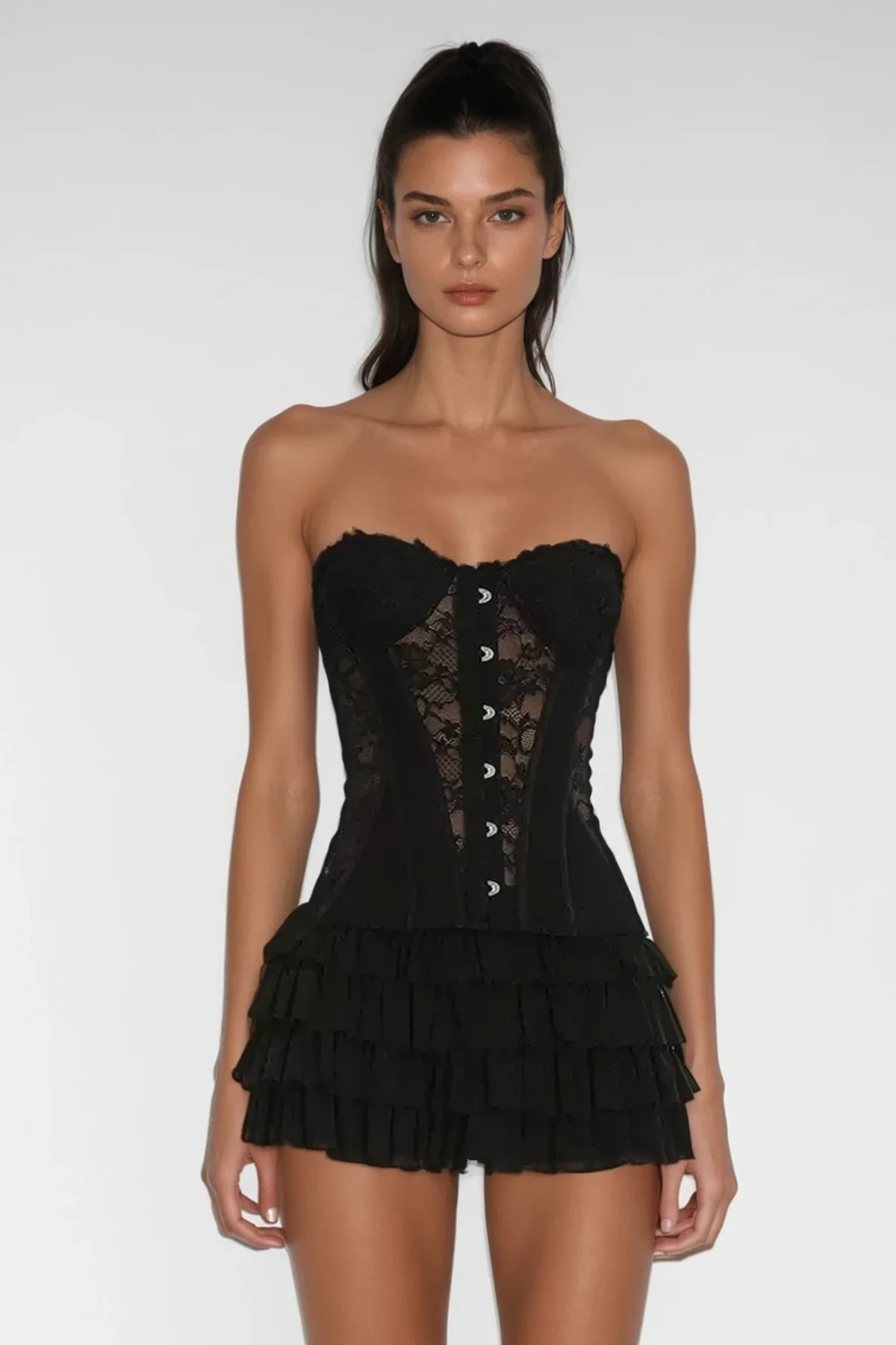 Elegant Strapless Corset Top in Black - Stylish Formal Wear