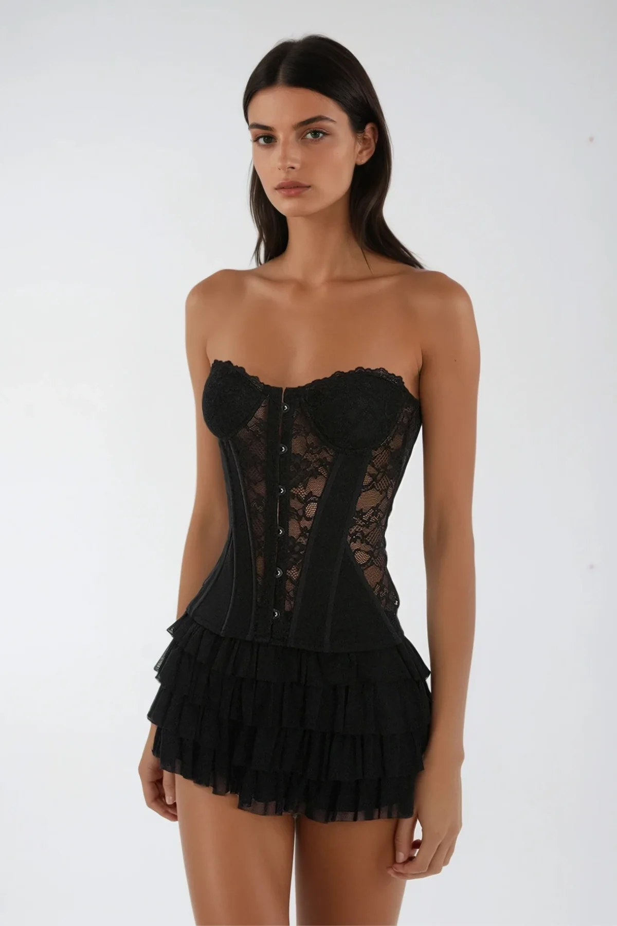 Elegant Strapless Corset Top in Black - Stylish Formal Wear