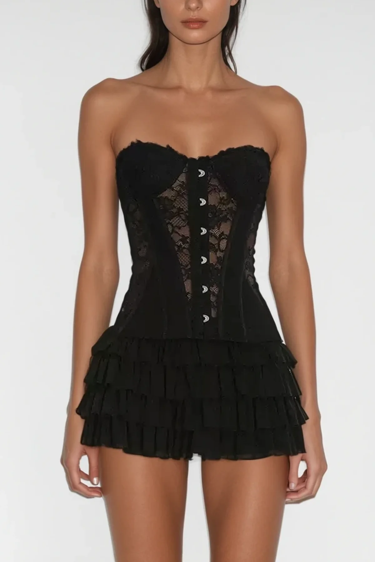 Elegant Strapless Corset Top in Black - Stylish Formal Wear