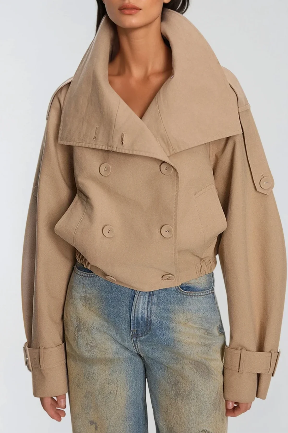 Sophisticated Lapel Jacket in Khaki | Urban Edge Style