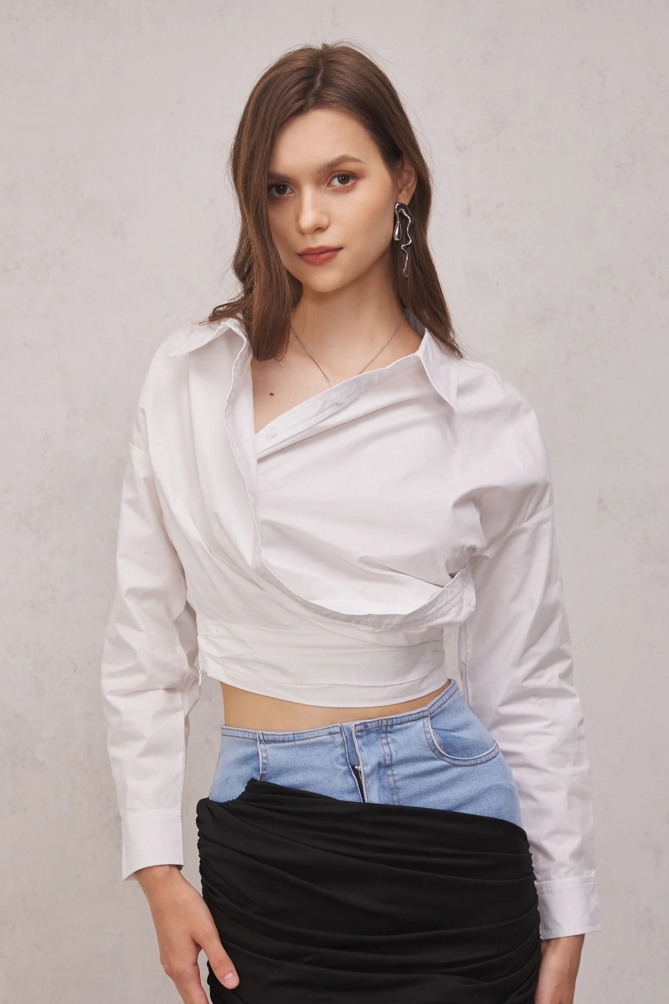 Chic White Asymmetric Top - Elegant Shirt for Fashion Enthusiasts