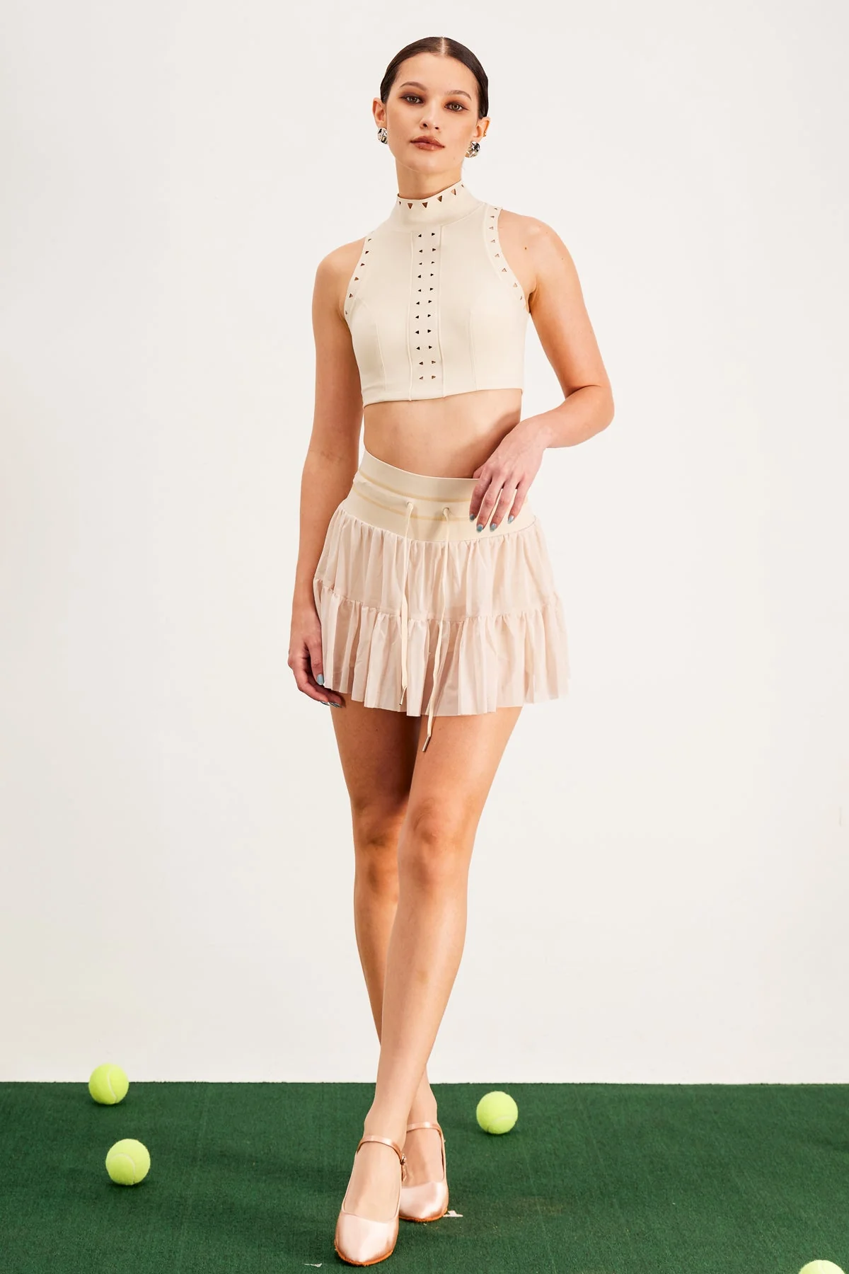 Apricot Ruched Bodycon Skirt for Women