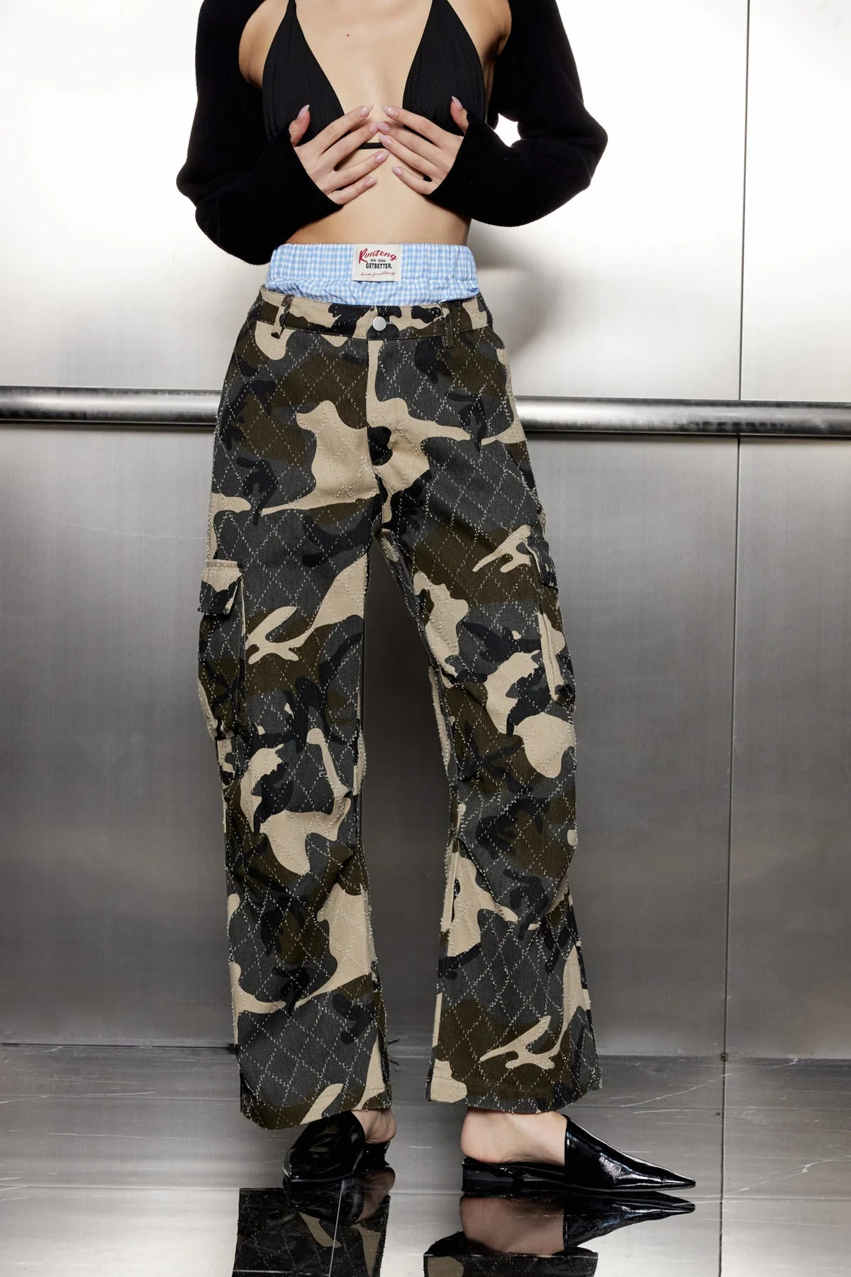 Urban Edge Camouflage Deconstruct Cargo Jeans