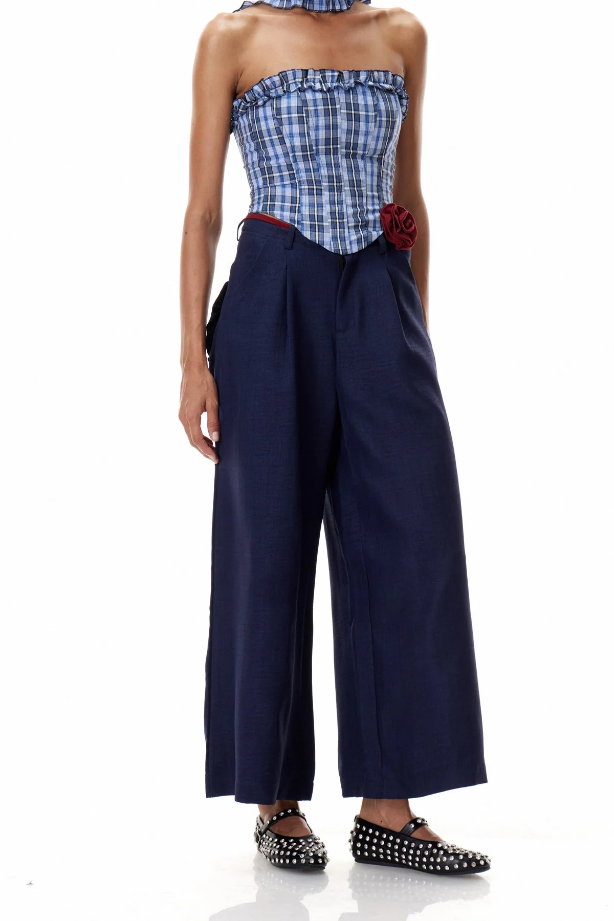 Floral Print Tailored Pants Black Chic Essential Womens Fashion