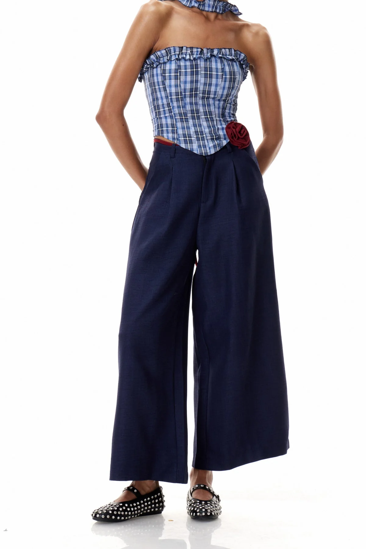 Floral Print Tailored Pants Black Chic Essential Womens Fashion