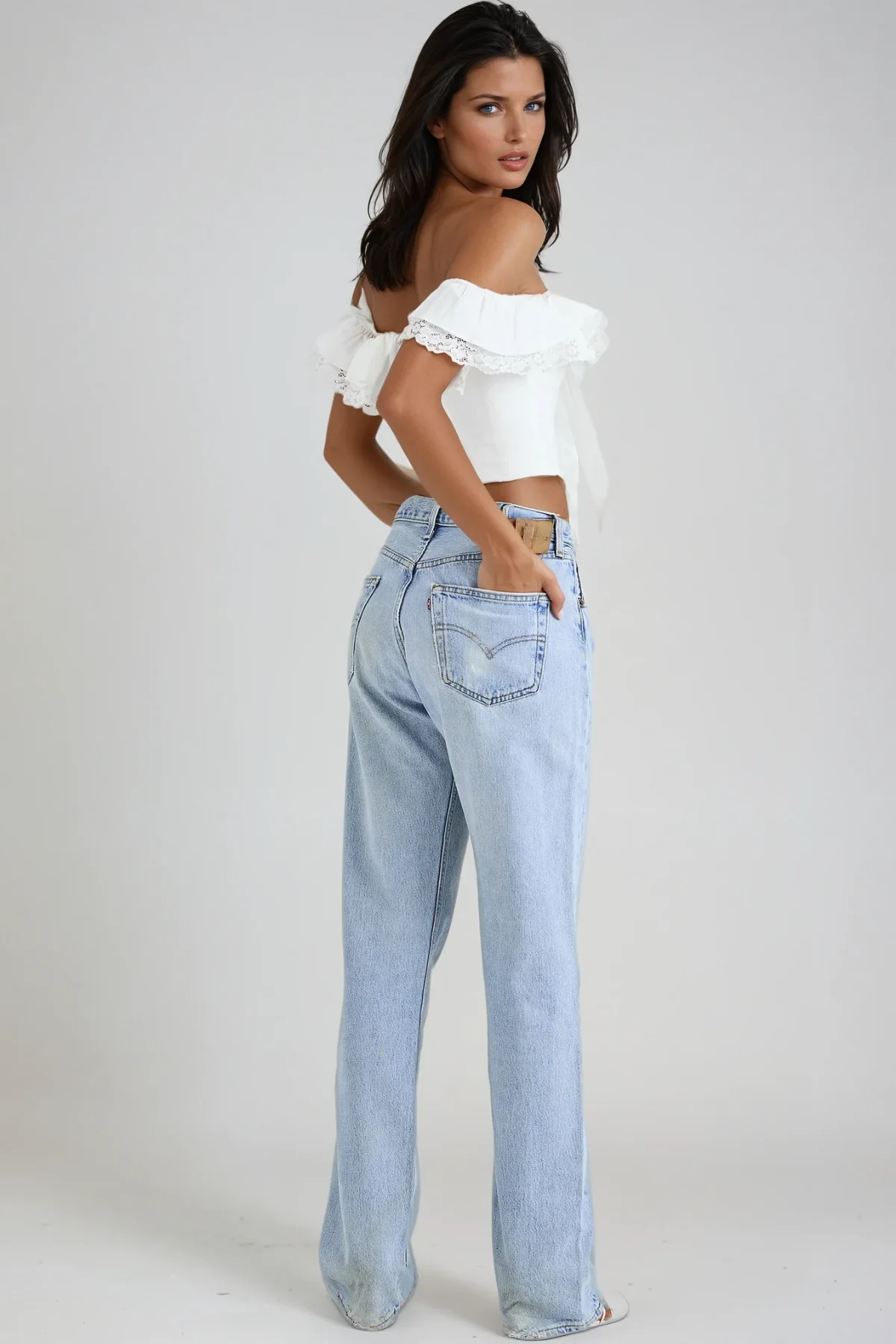 Feminine Bow Ruffle White Top | Elegant Danka Blouse