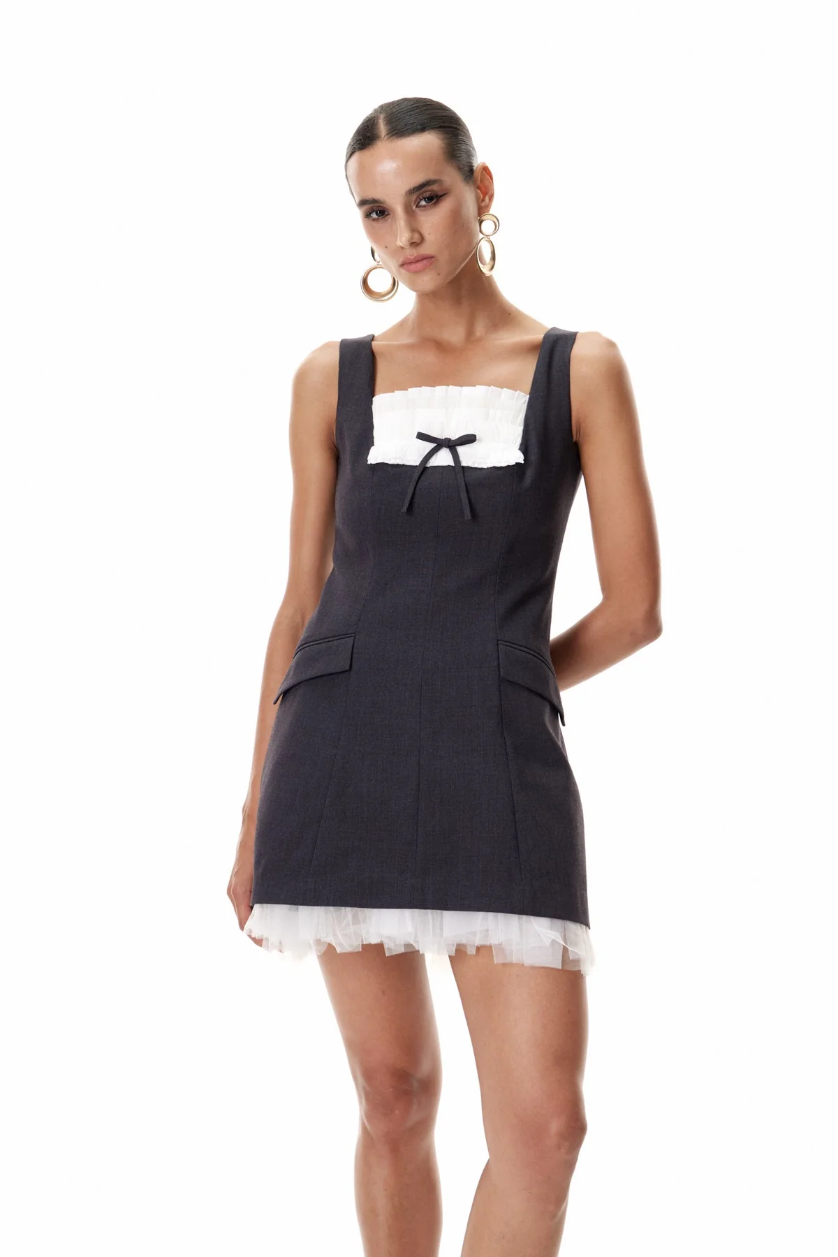 Black Mesh Sleeveless Mini Dress