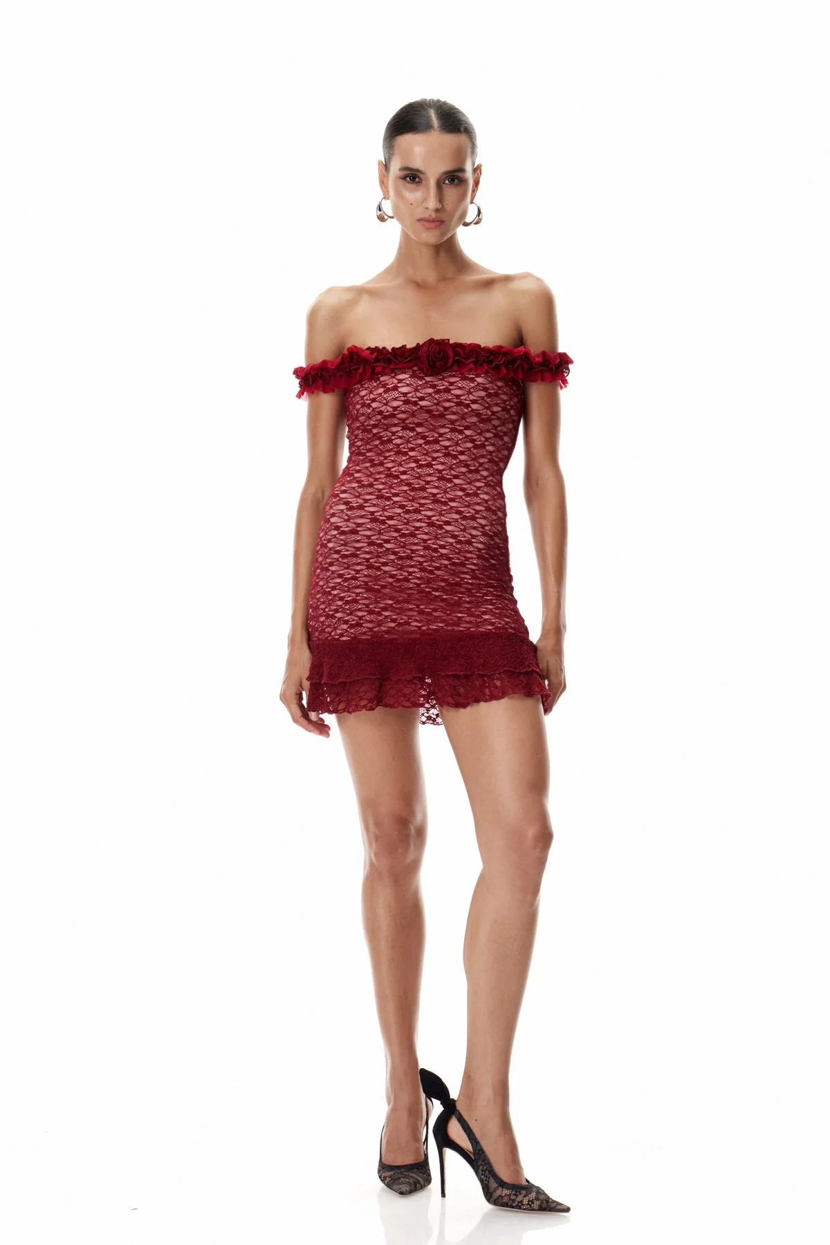 Red Floral Lace Mini Dress - Elegant & Playful Style