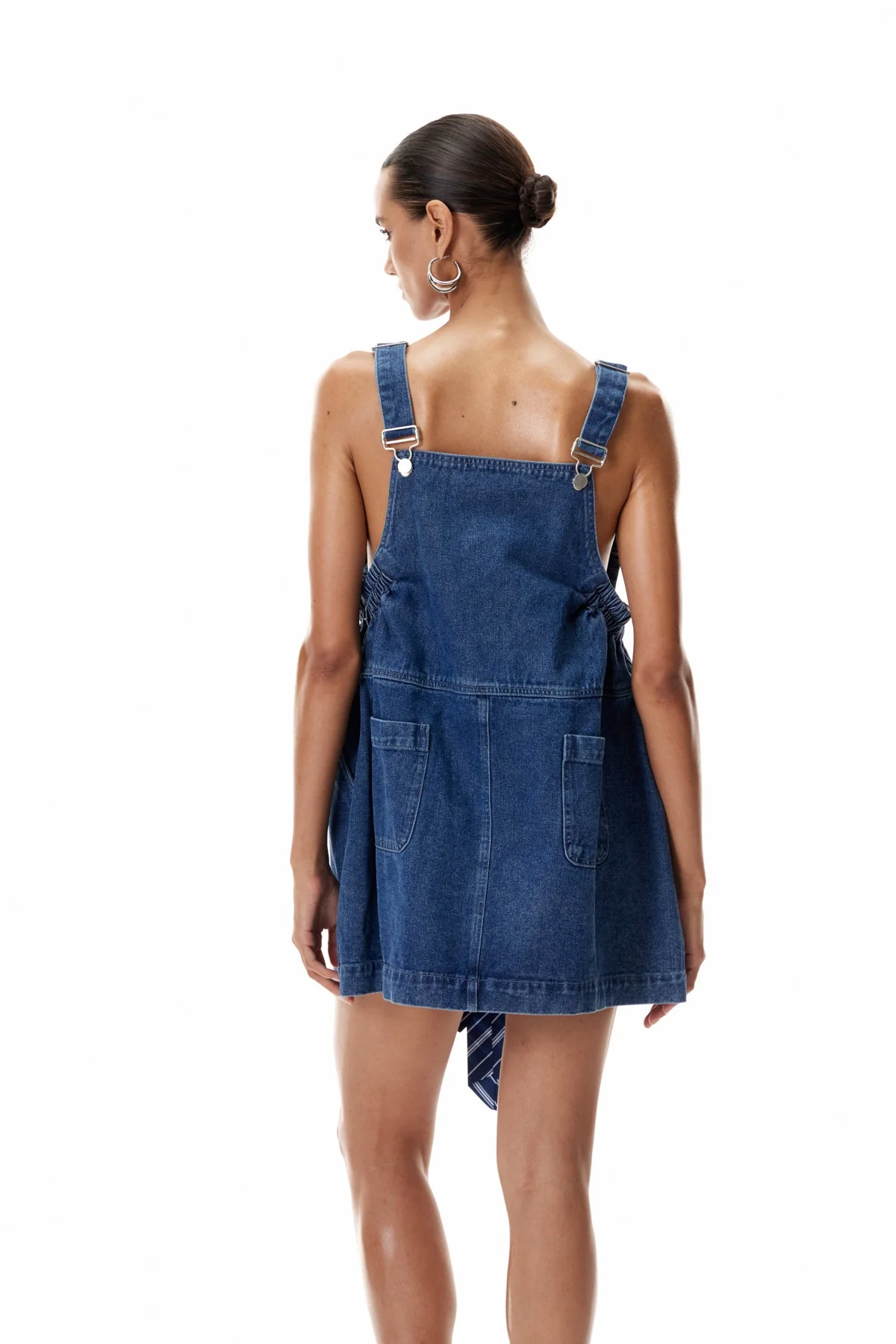 Chic Denim Bow Mini Dress in Blue for Women