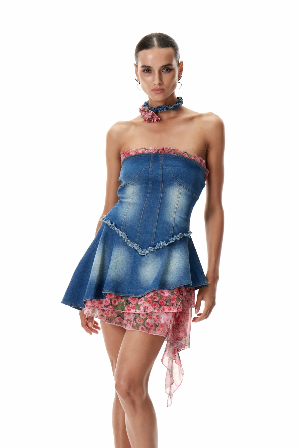 Floral Patchwork Mini Dress in Vibrant Colors