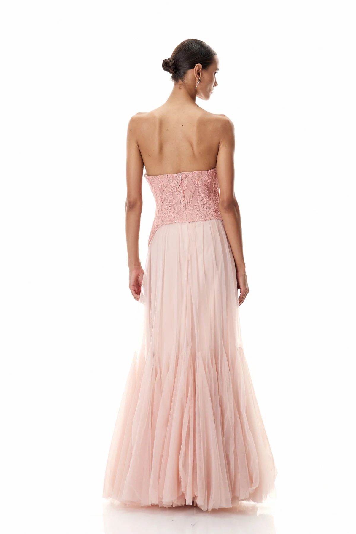 Blush Lace Corset Tulle Dress - Elegant Formal Wear