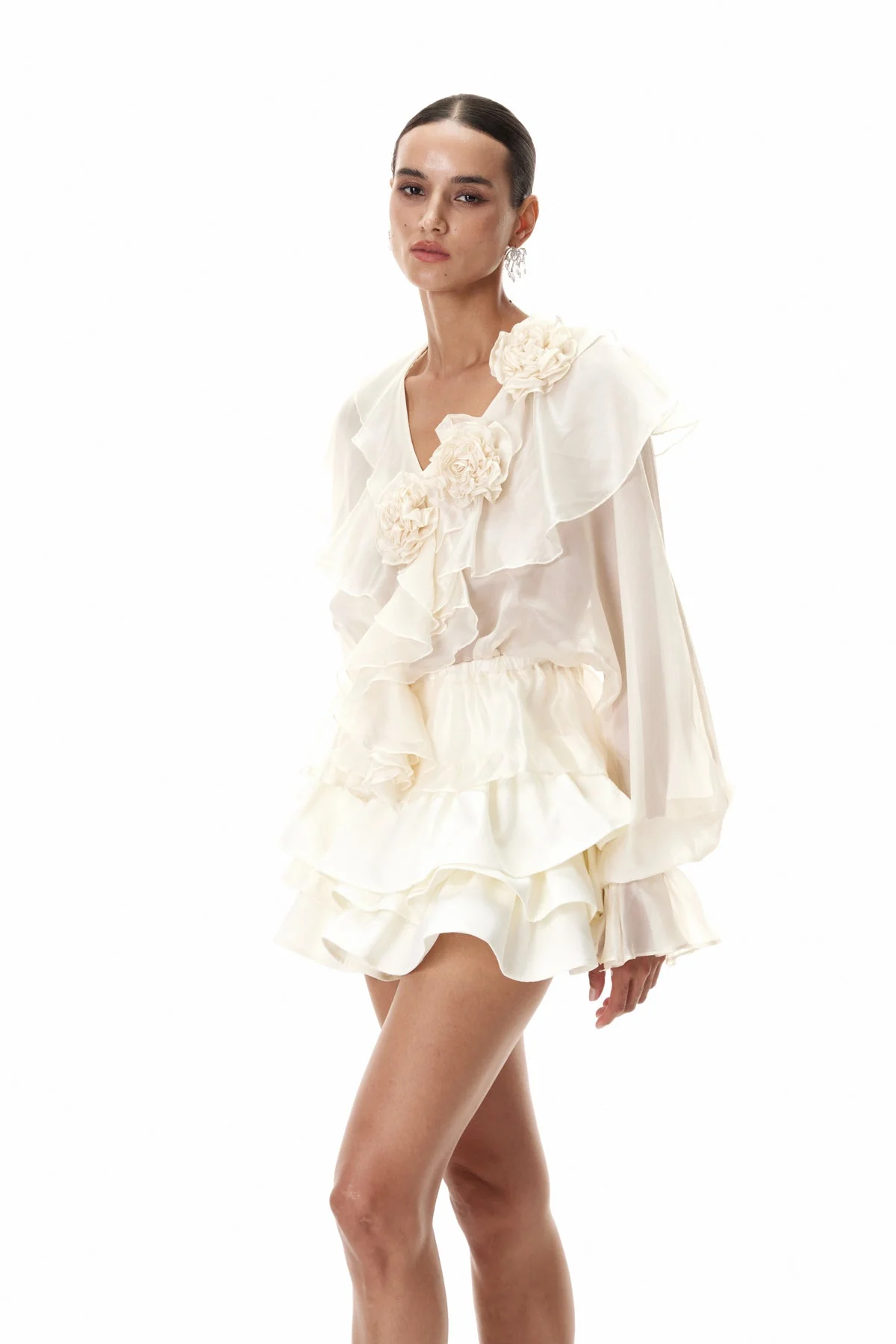 Floral Ruffle Skirt Set in Elegant Style