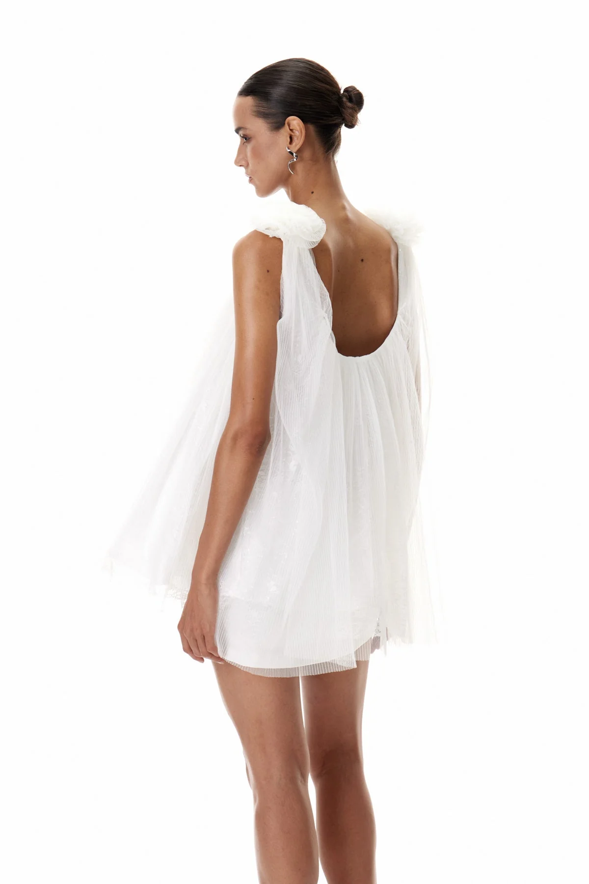 White Floral Lace Mesh Mini Dress