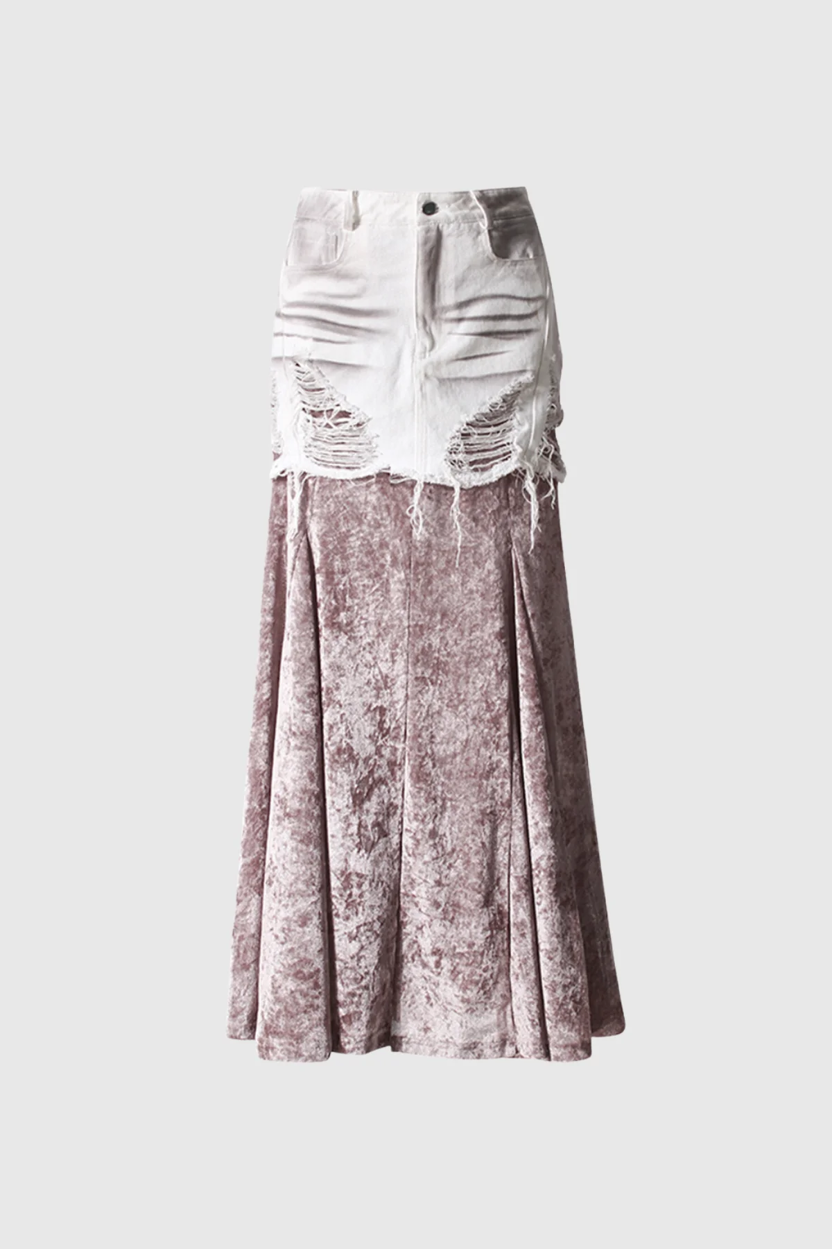 Gray Mesh Off Shoulder Skirt Set