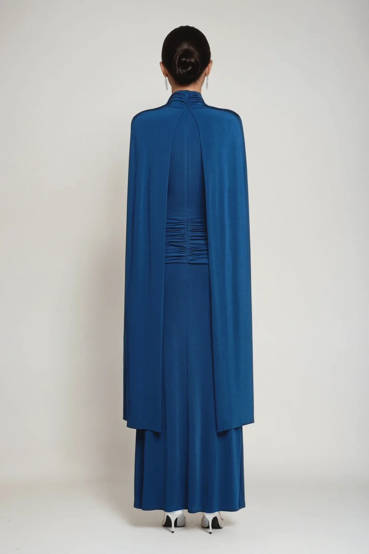 Blue Ruch Shawl Maxi Dress with Bodycon Fit