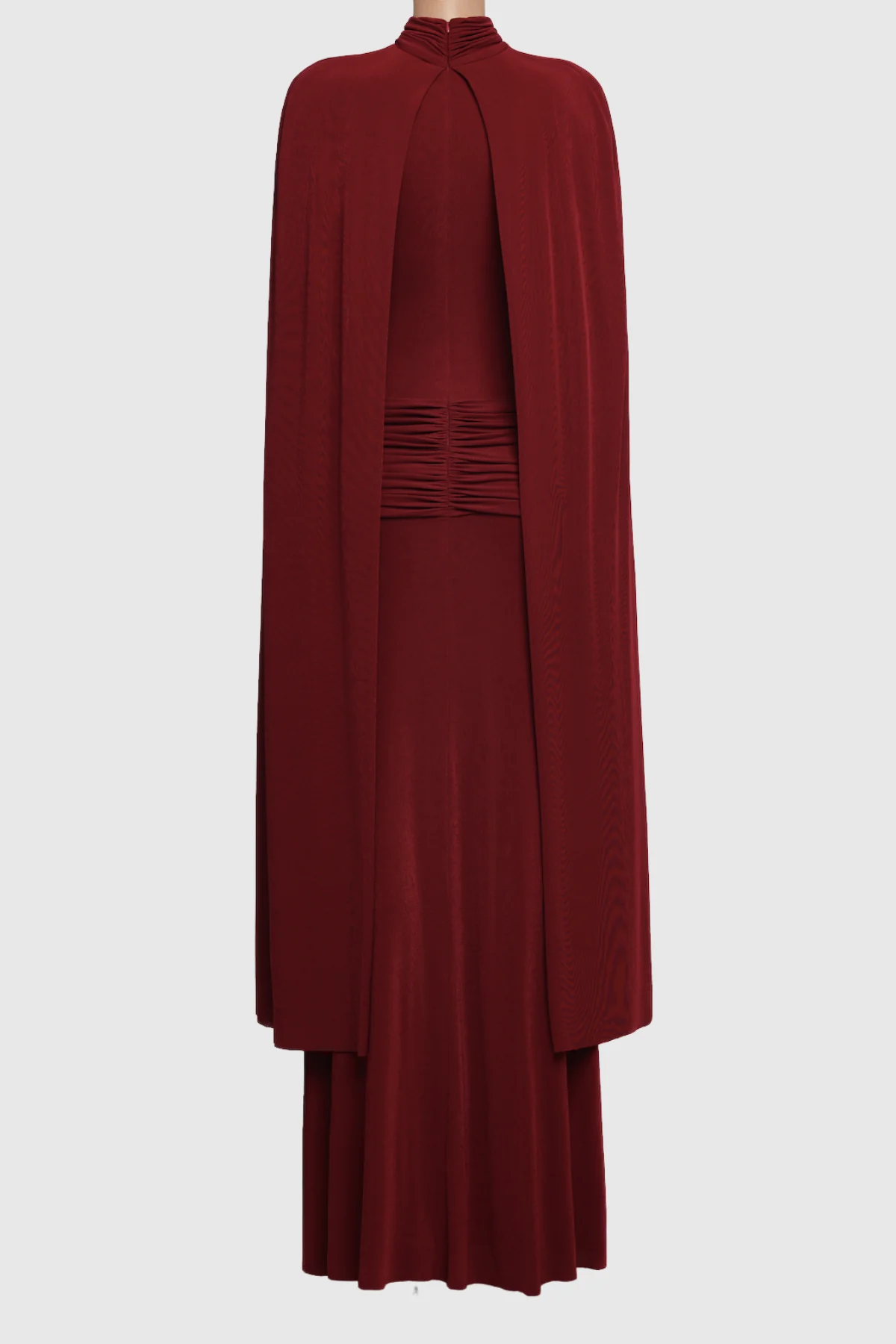 Red Shawl Neckline Bodycon Maxi Dress