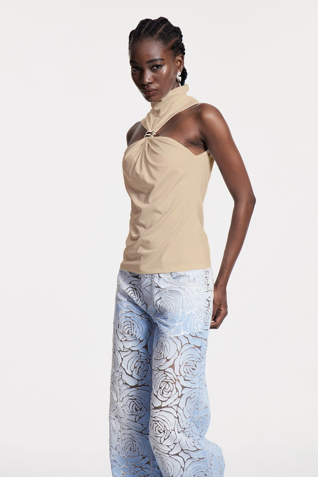 Casual Khaki Sleeveless Top - Borivoje Collection