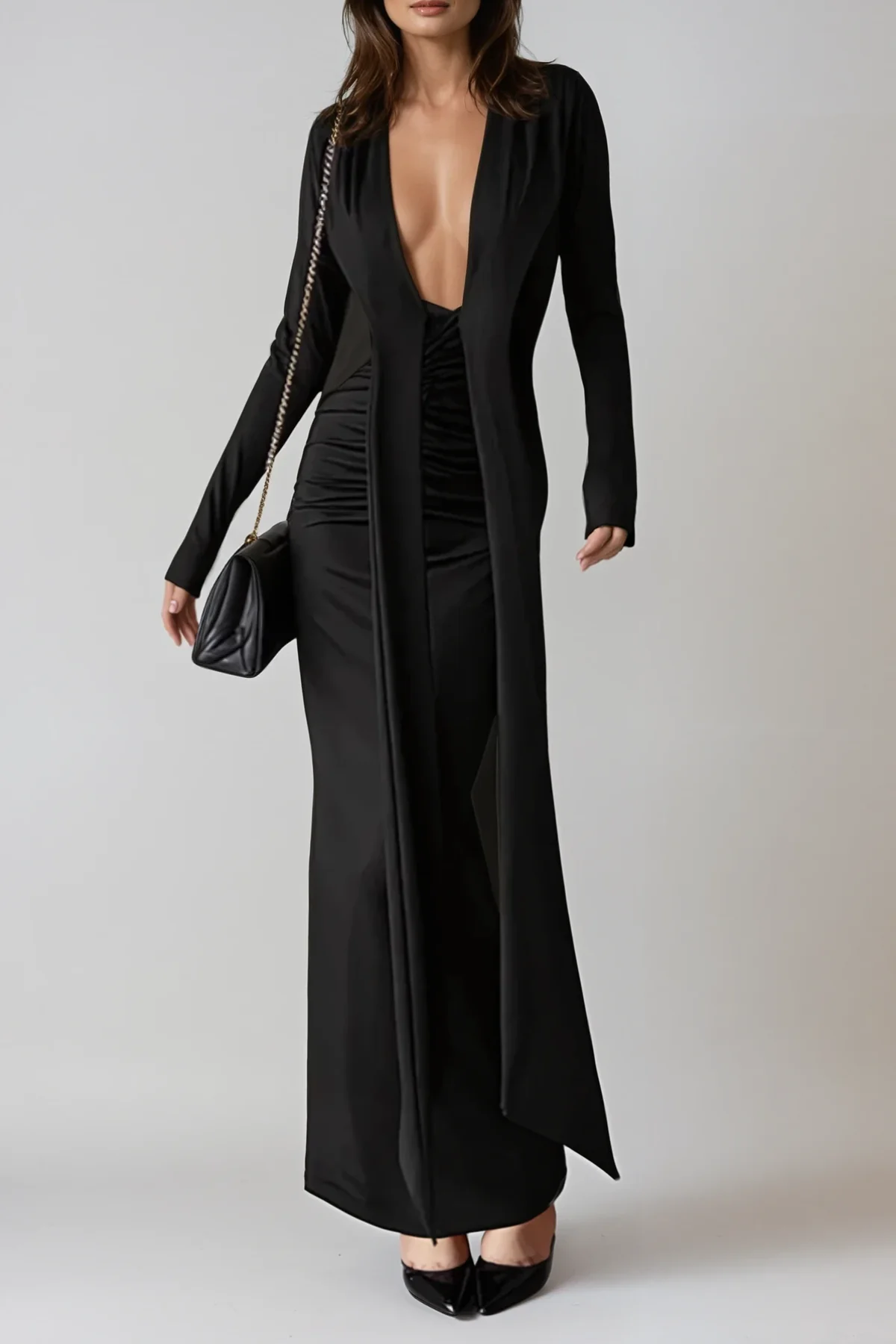 Black Fringe Maxi Dress - Sophisticated Evening Wear