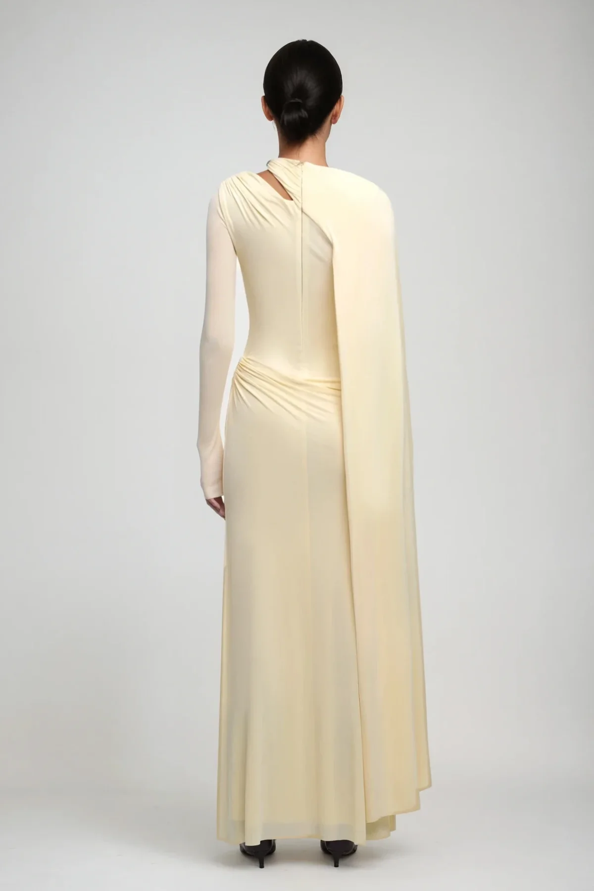 Yellow Cutout Shawl Maxi Dress - Elegant Day & Evening Wear