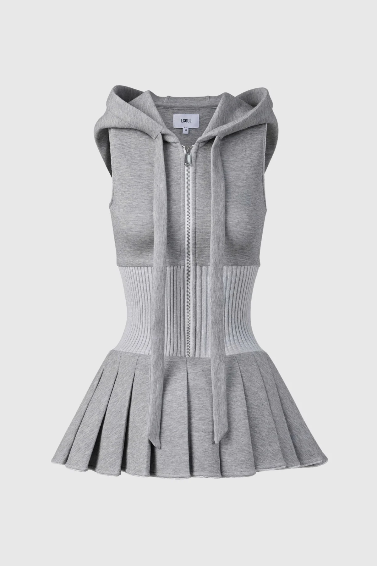 Urban Edge Gray Sleeveless Hooded Ruch Casual Dress