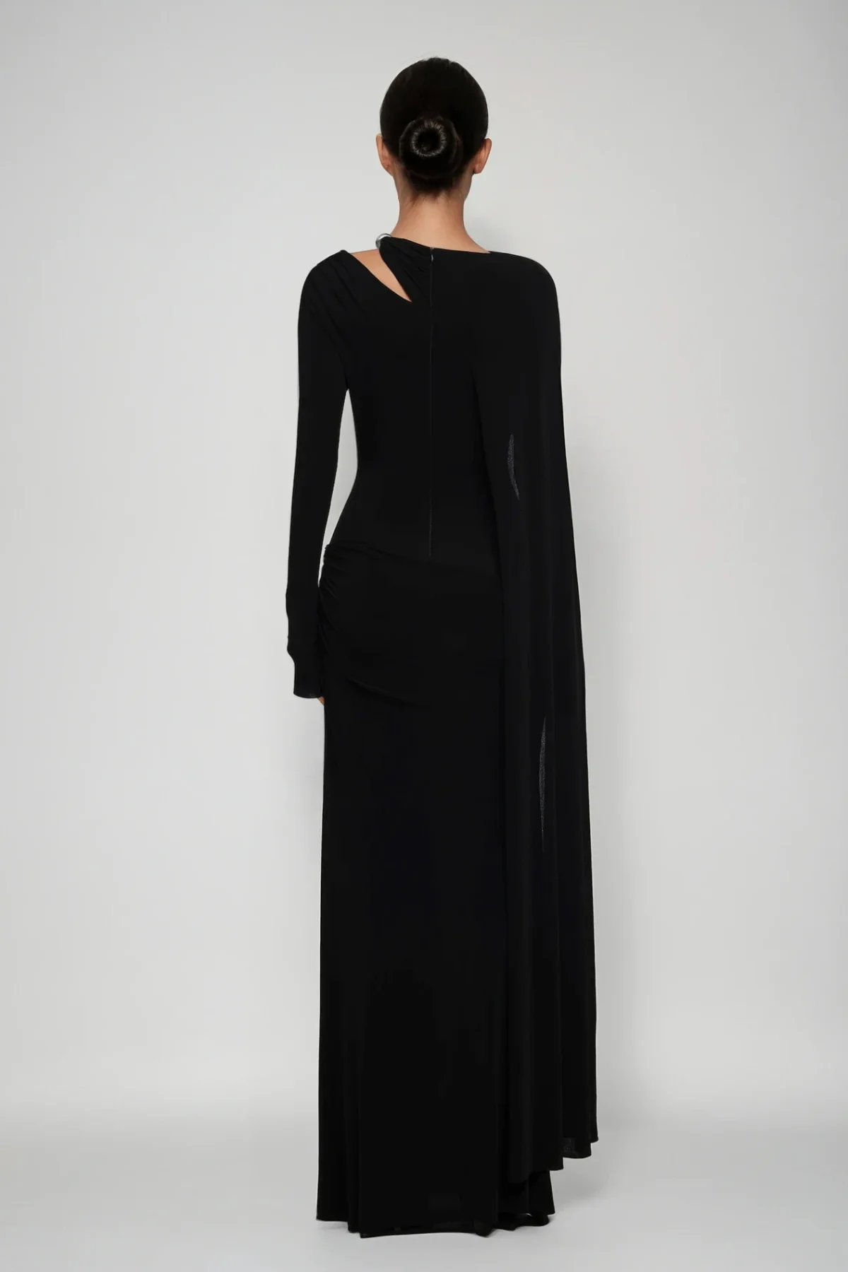 Black Cutout Shawl Maxi Dress - Elegant Eveningwear