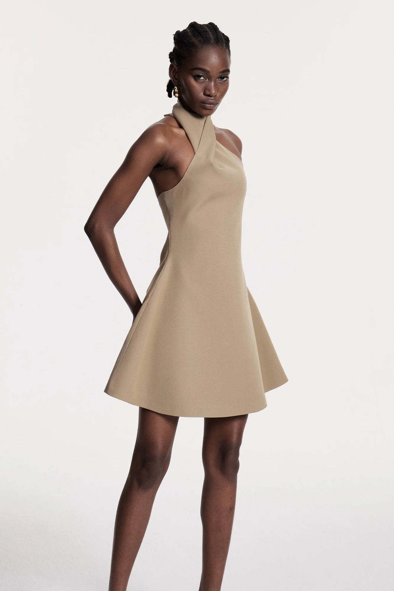 Grey Halter Neck Mini Dress for Stylish Events