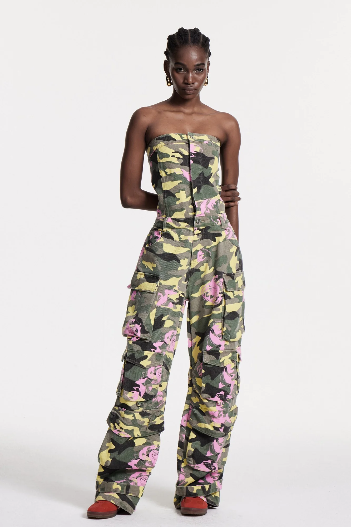 Floral Camouflage Cargo Jumpsuit in Green | Sustainable Fabric