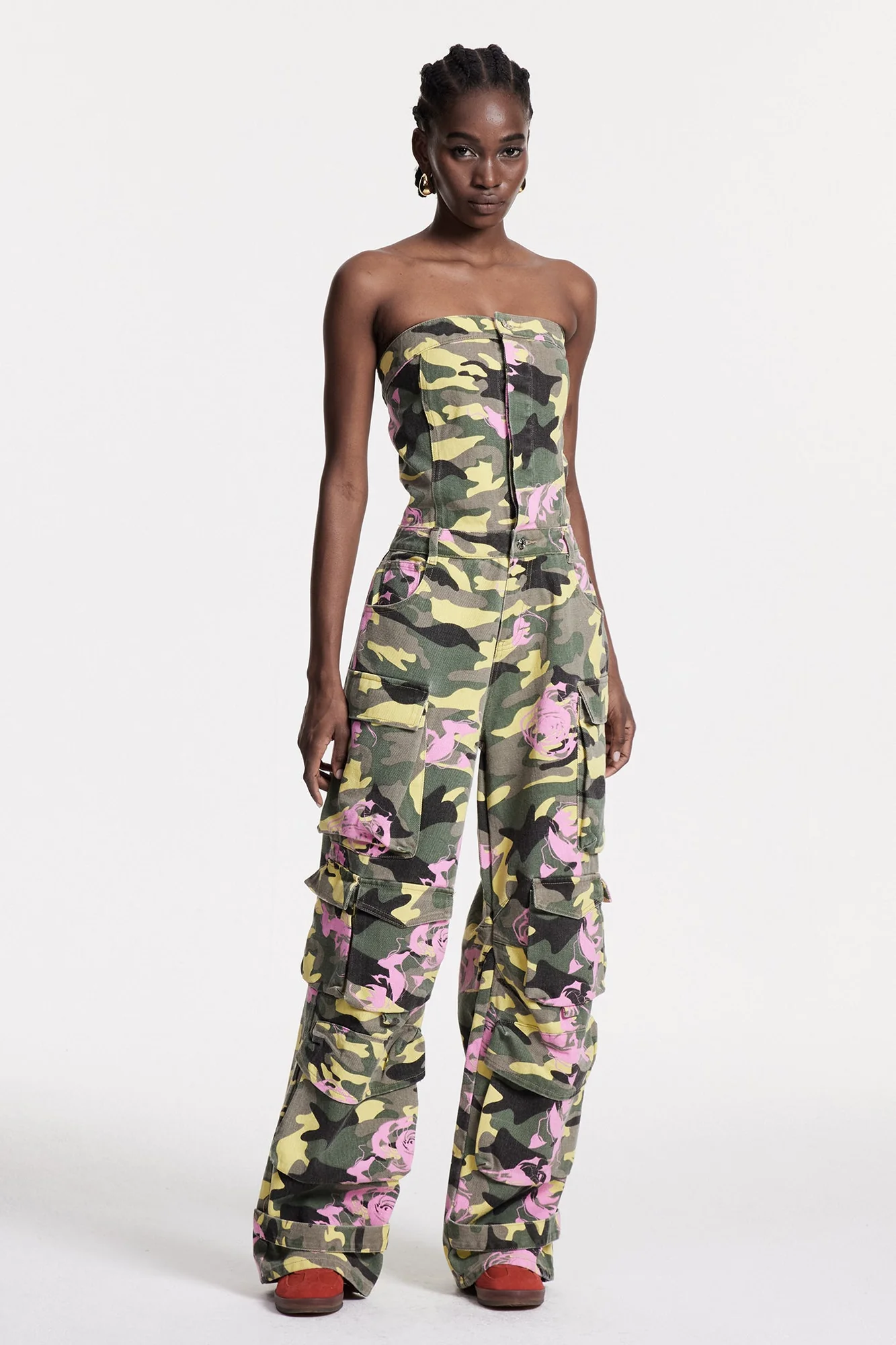 Floral Camouflage Cargo Jumpsuit in Green | Sustainable Fabric