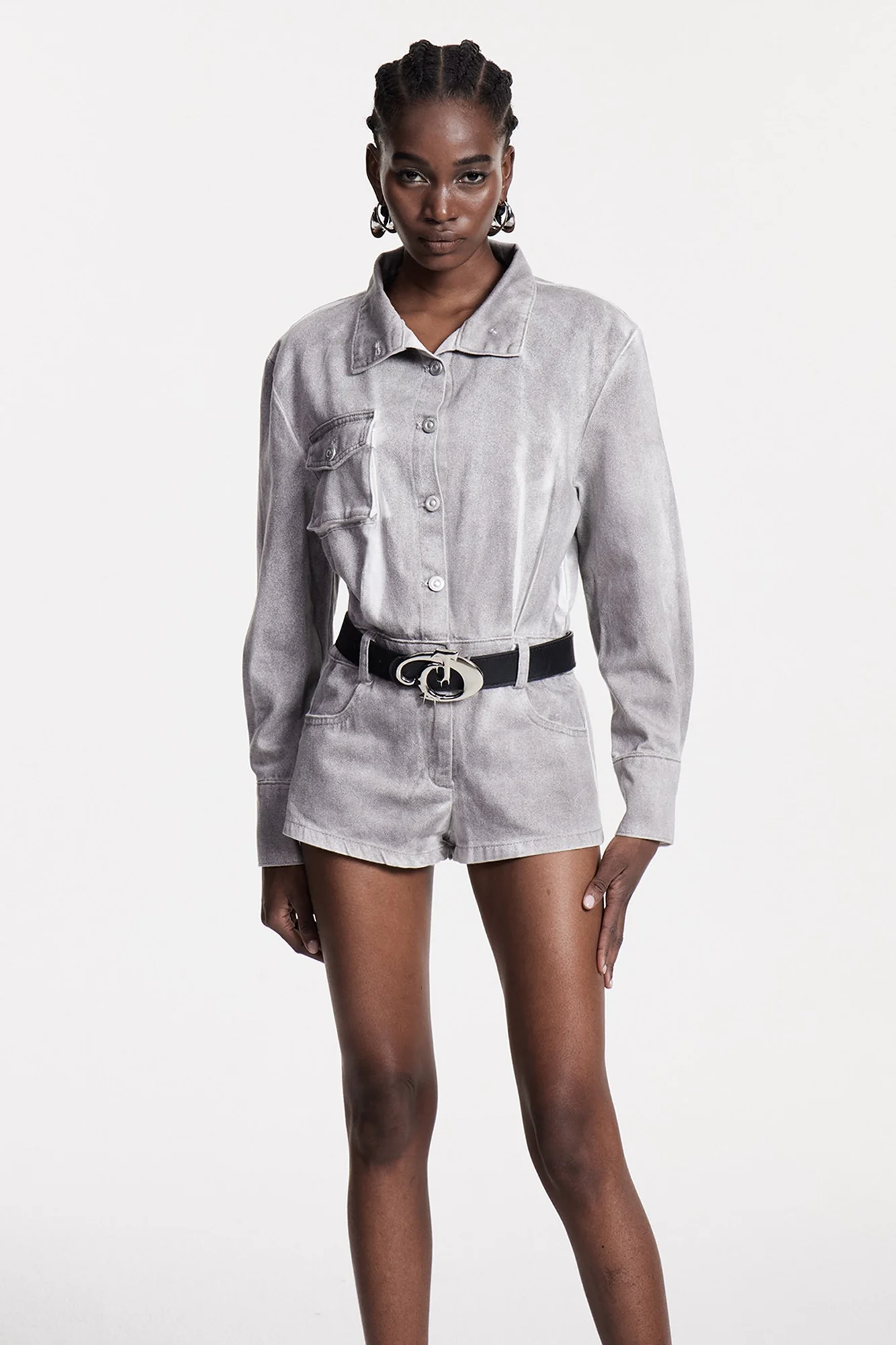 Denim Tailored Jumpsuit in Hayley Style