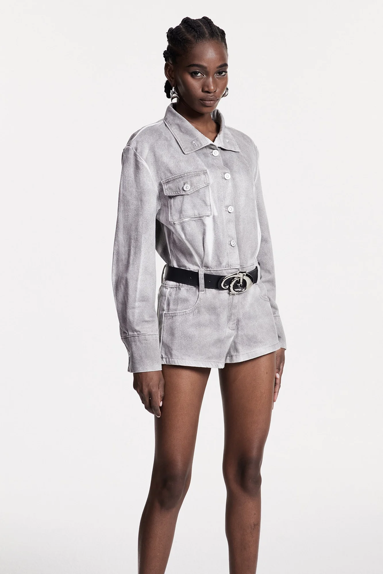 Denim Tailored Jumpsuit in Hayley Style