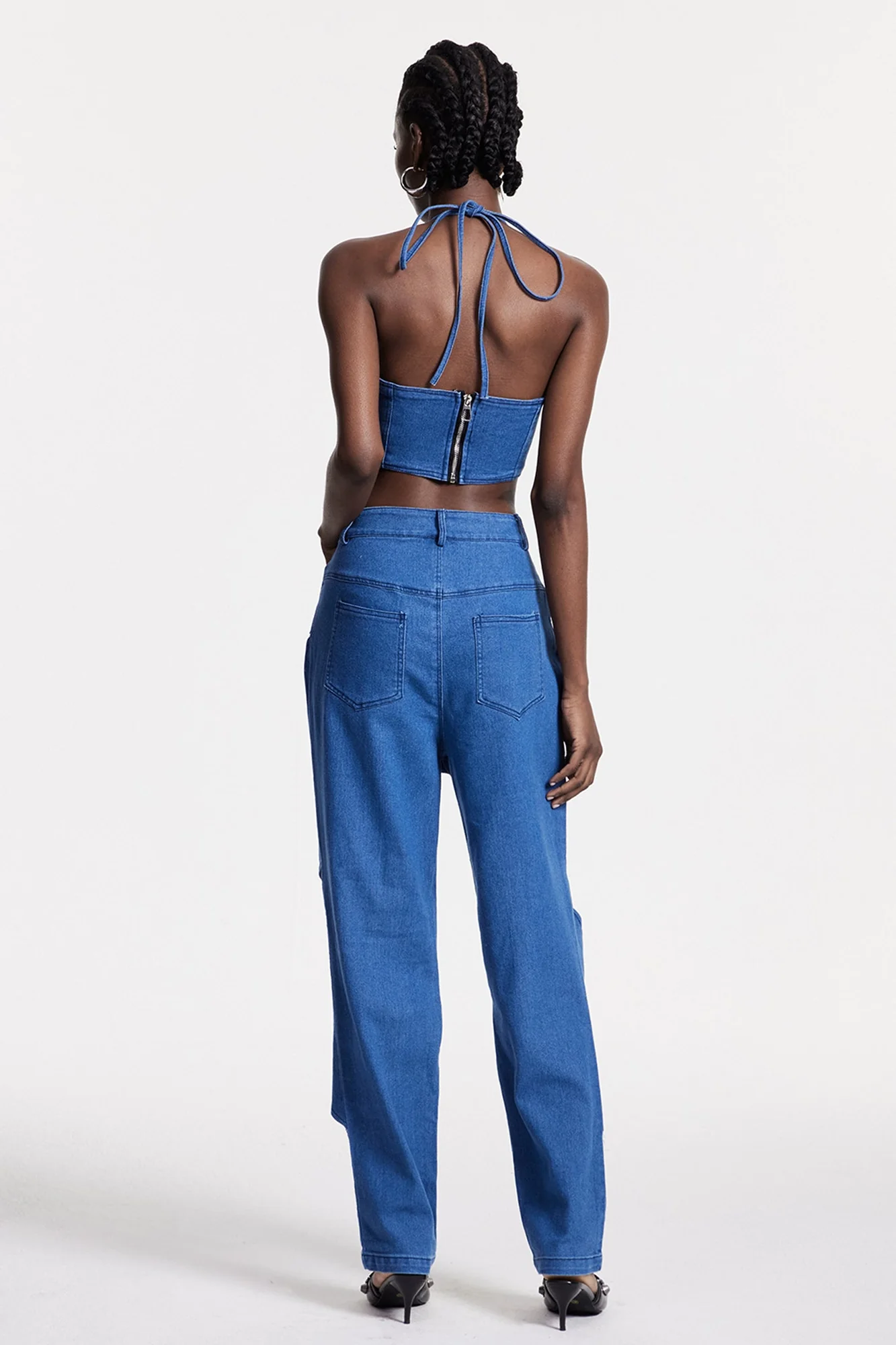 Denim Corset Top and Pants Set