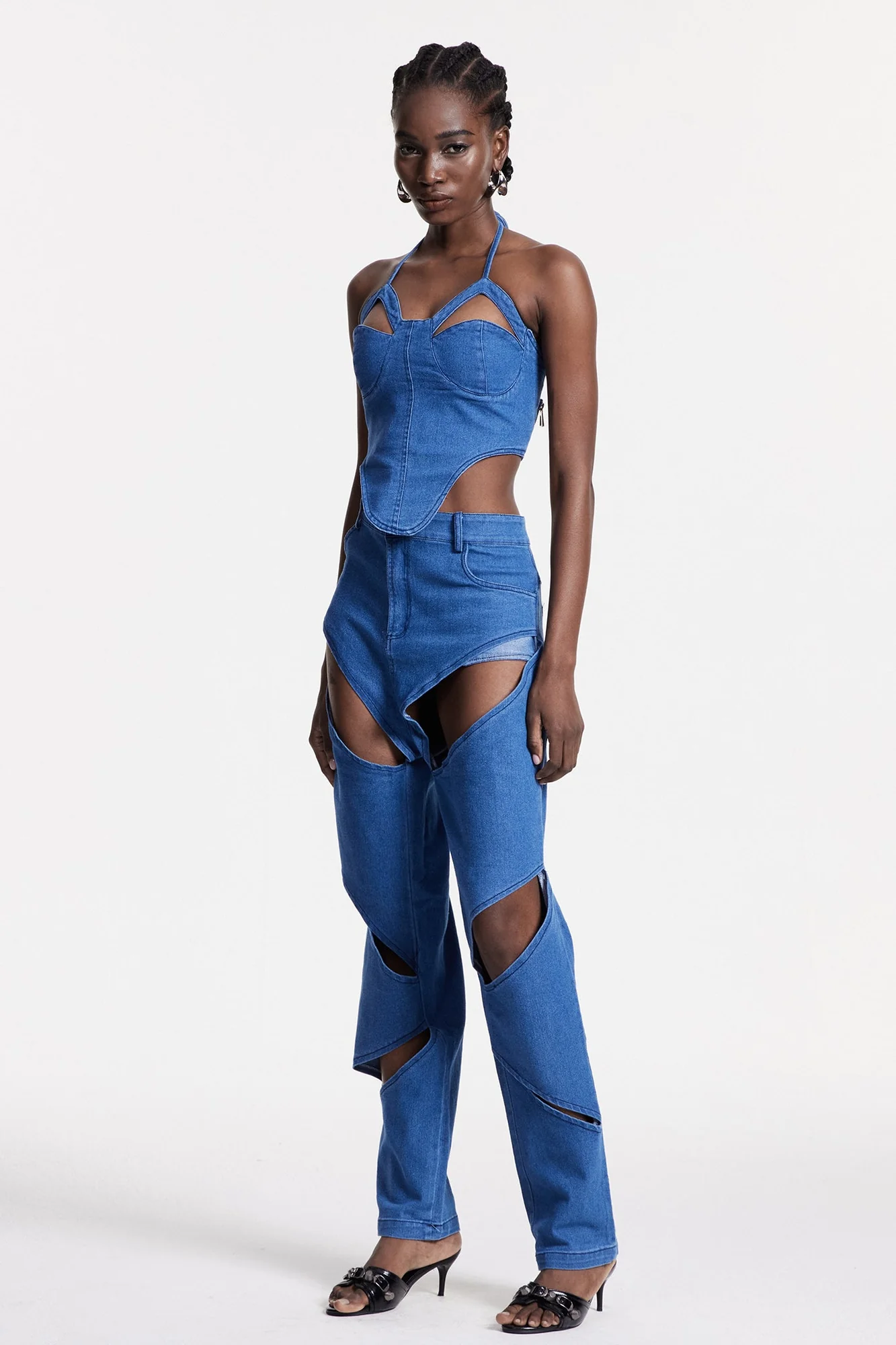 Denim Corset Top and Pants Set