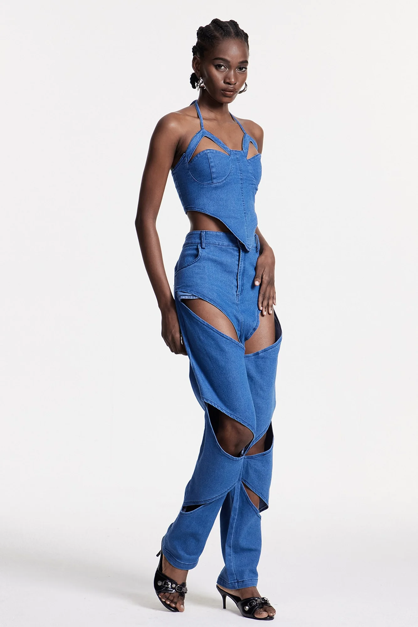 Denim Corset Top and Pants Set