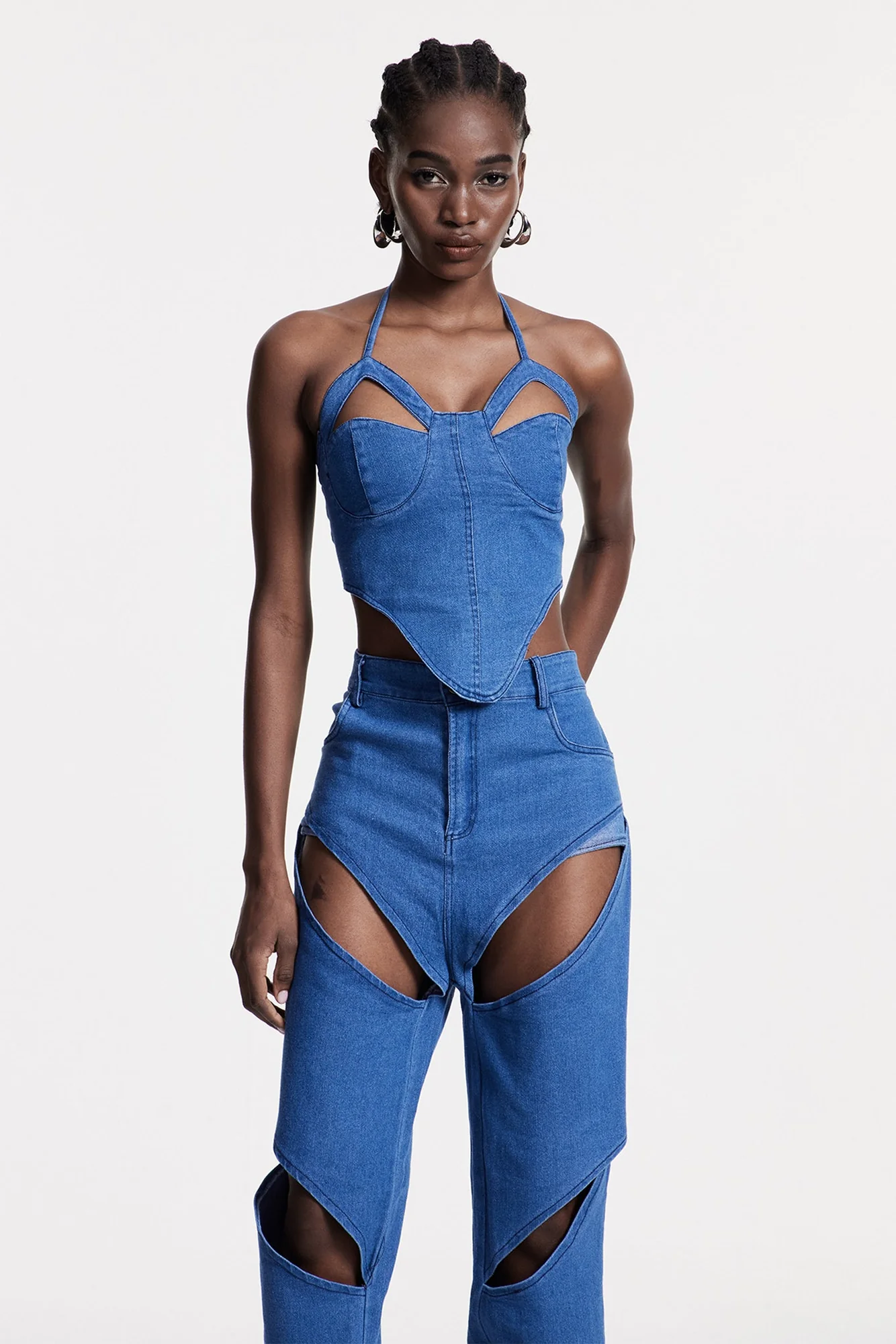 Denim Corset Top and Pants Set