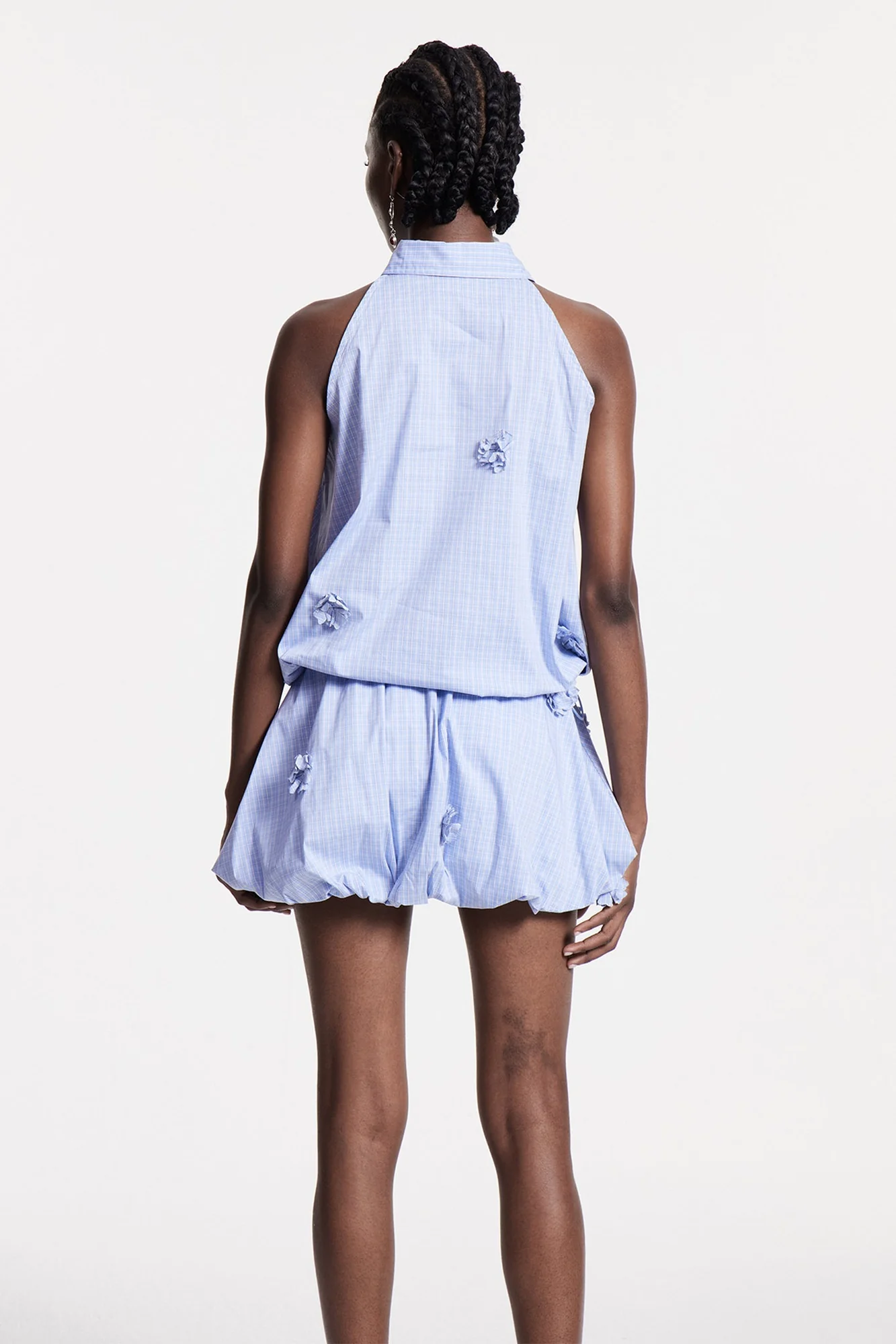 Floral Grid Sleeveless Top in Blue | Chloris Style