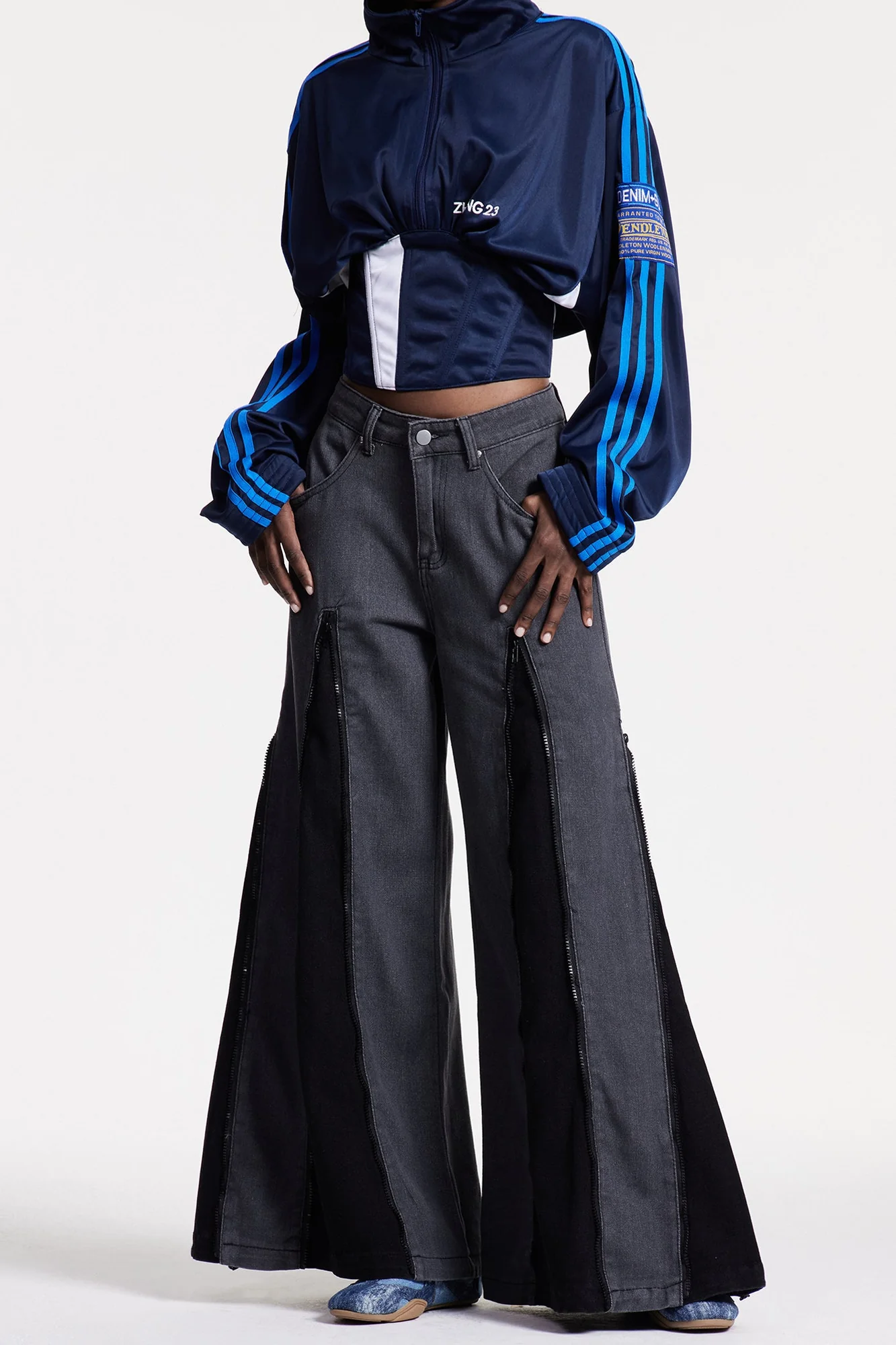 Urban Edge Deconstructed Wide Leg Denim Jeans
