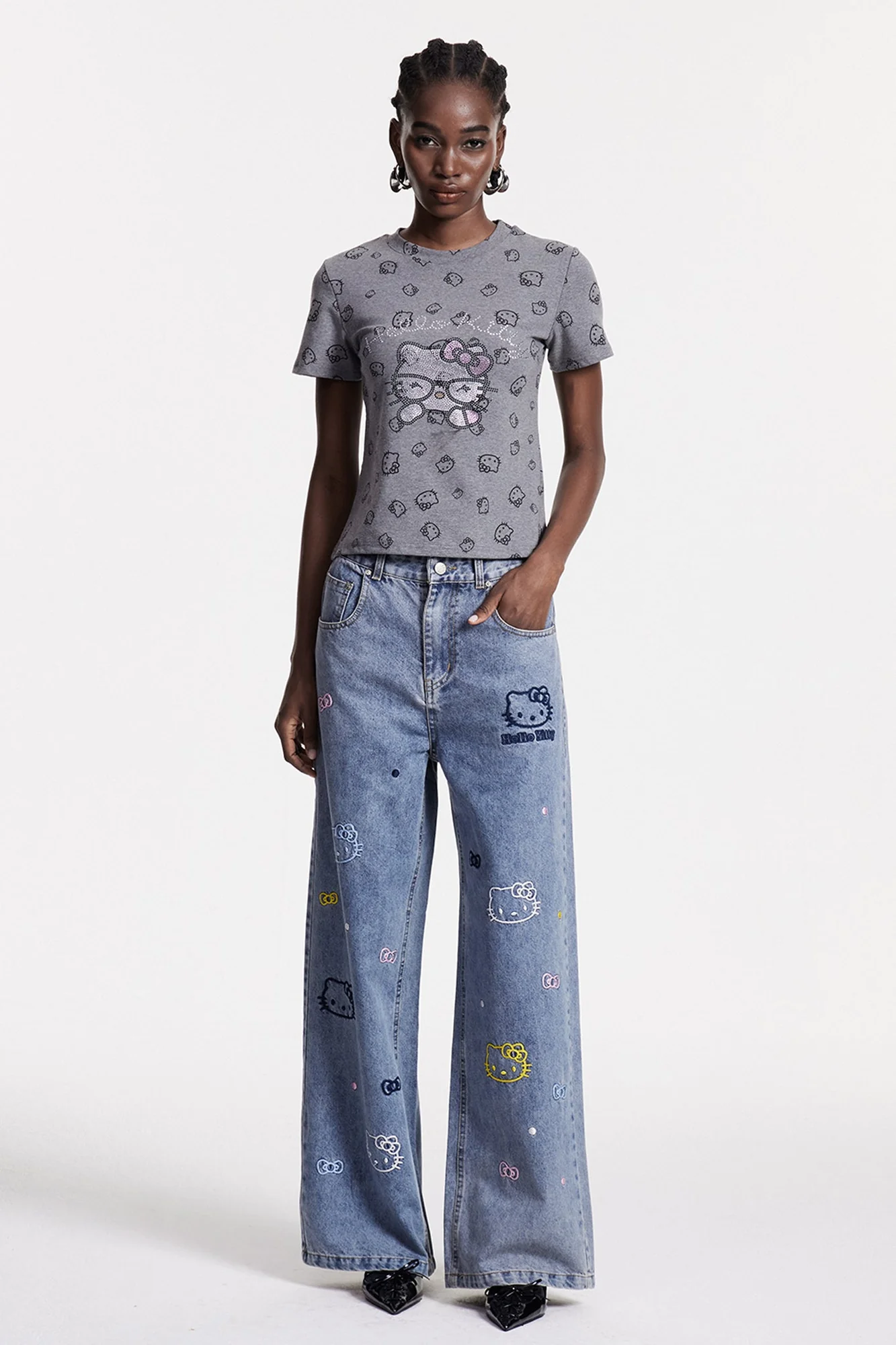 Blue Cholpon Print Denim Jeans