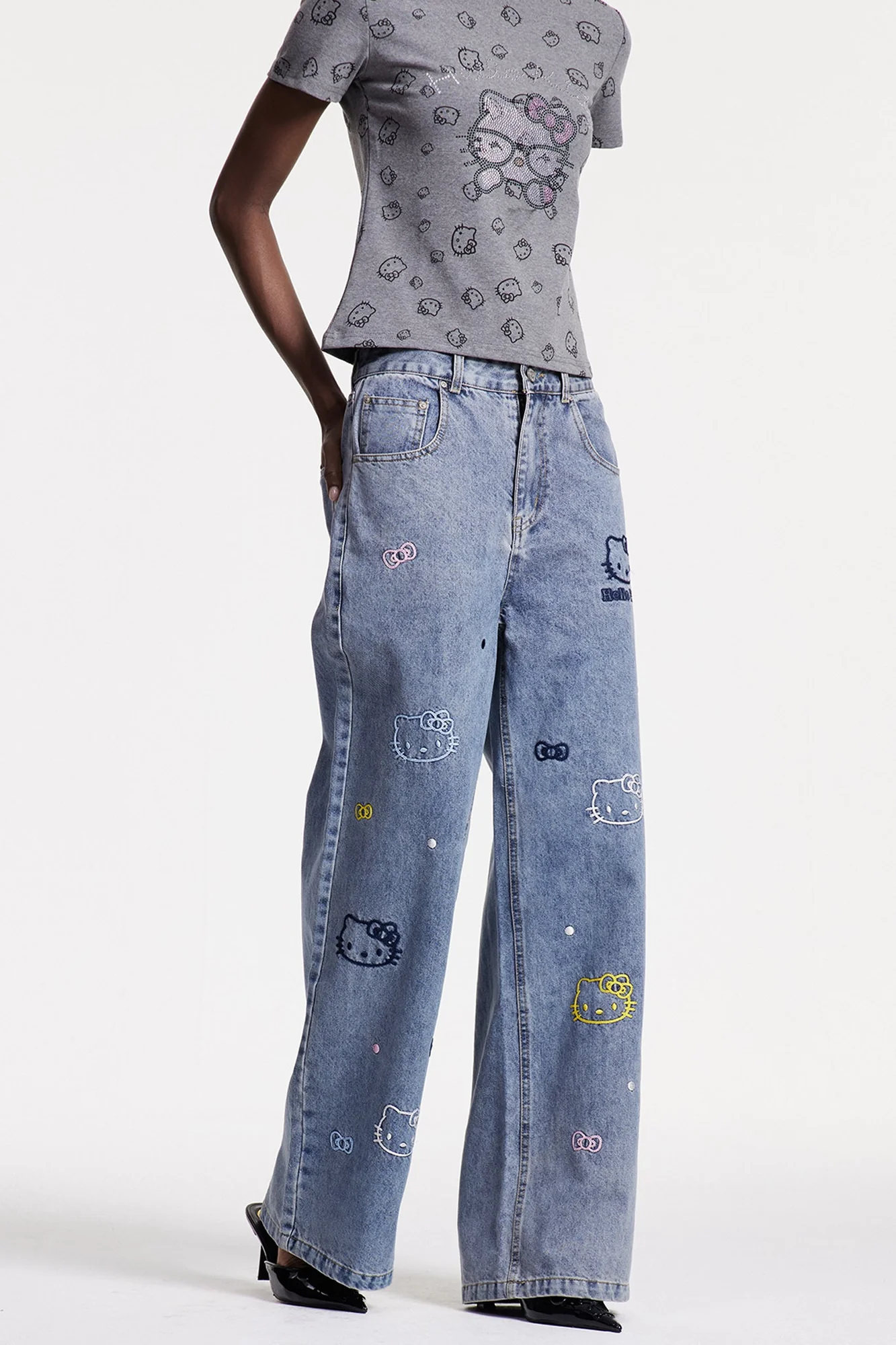 Blue Cholpon Print Denim Jeans