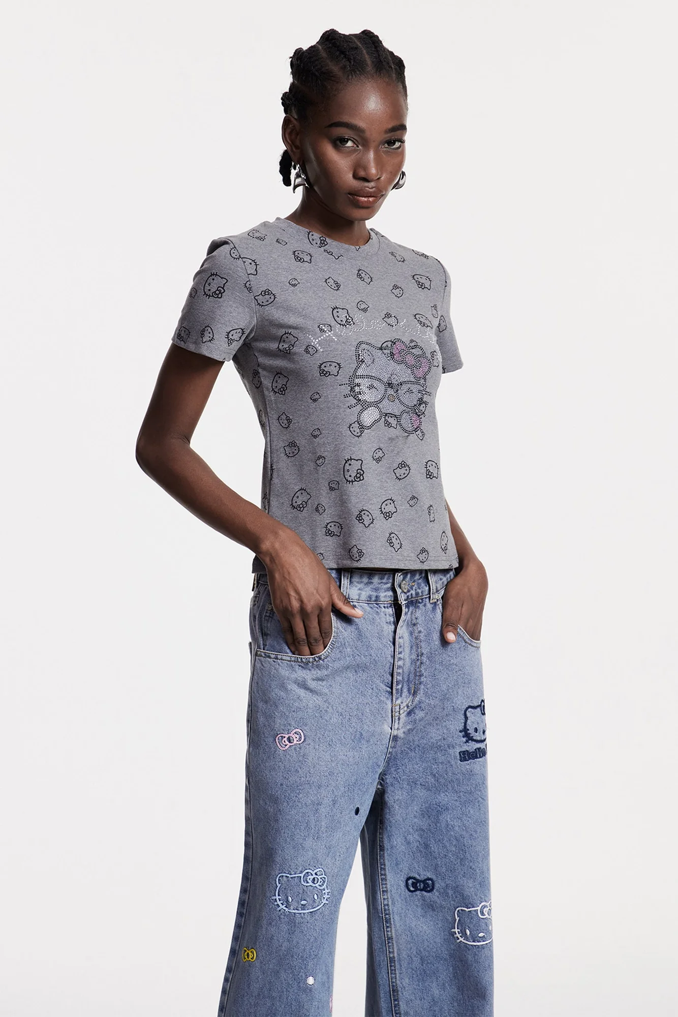 Grey Printed T-Shirt with Cholpon Motif