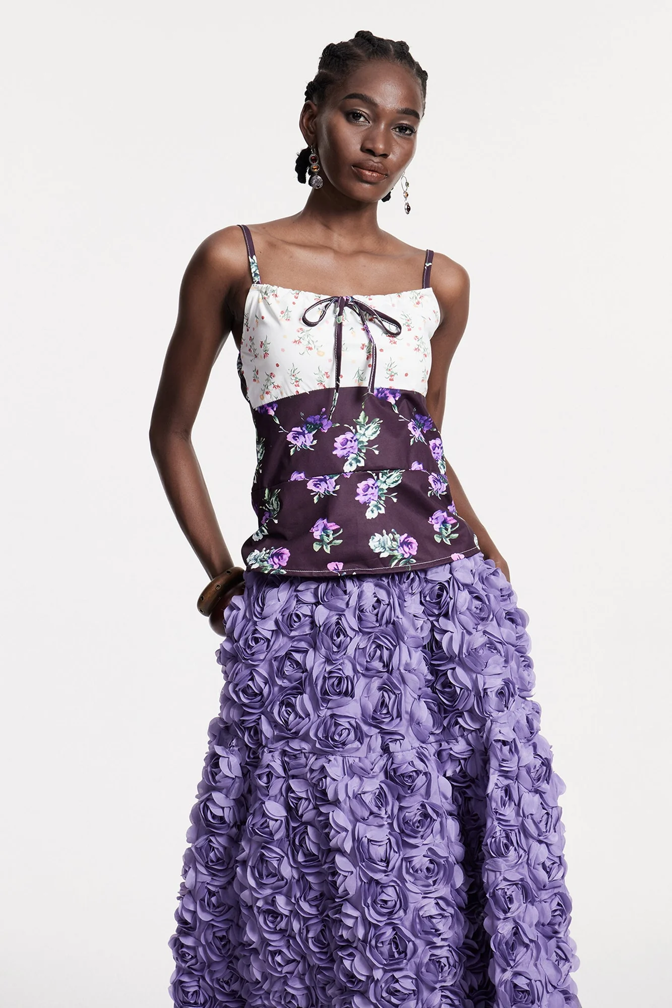 Floral Sleeveless Top - Elegant Spaghetti Strap Design