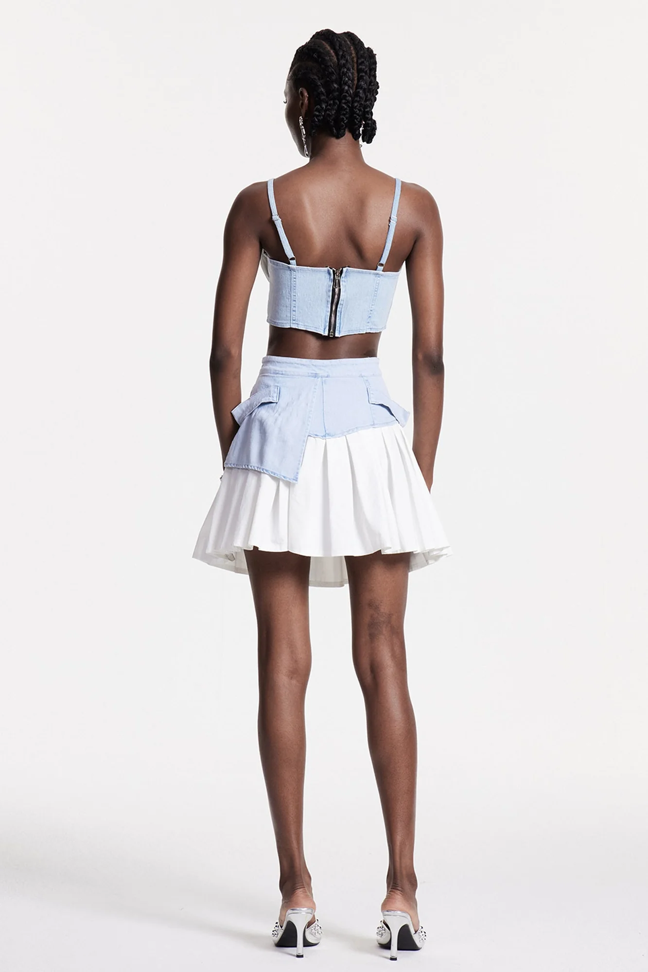 Ruffle Demin Skirt Set - Feminine Corset Detailing