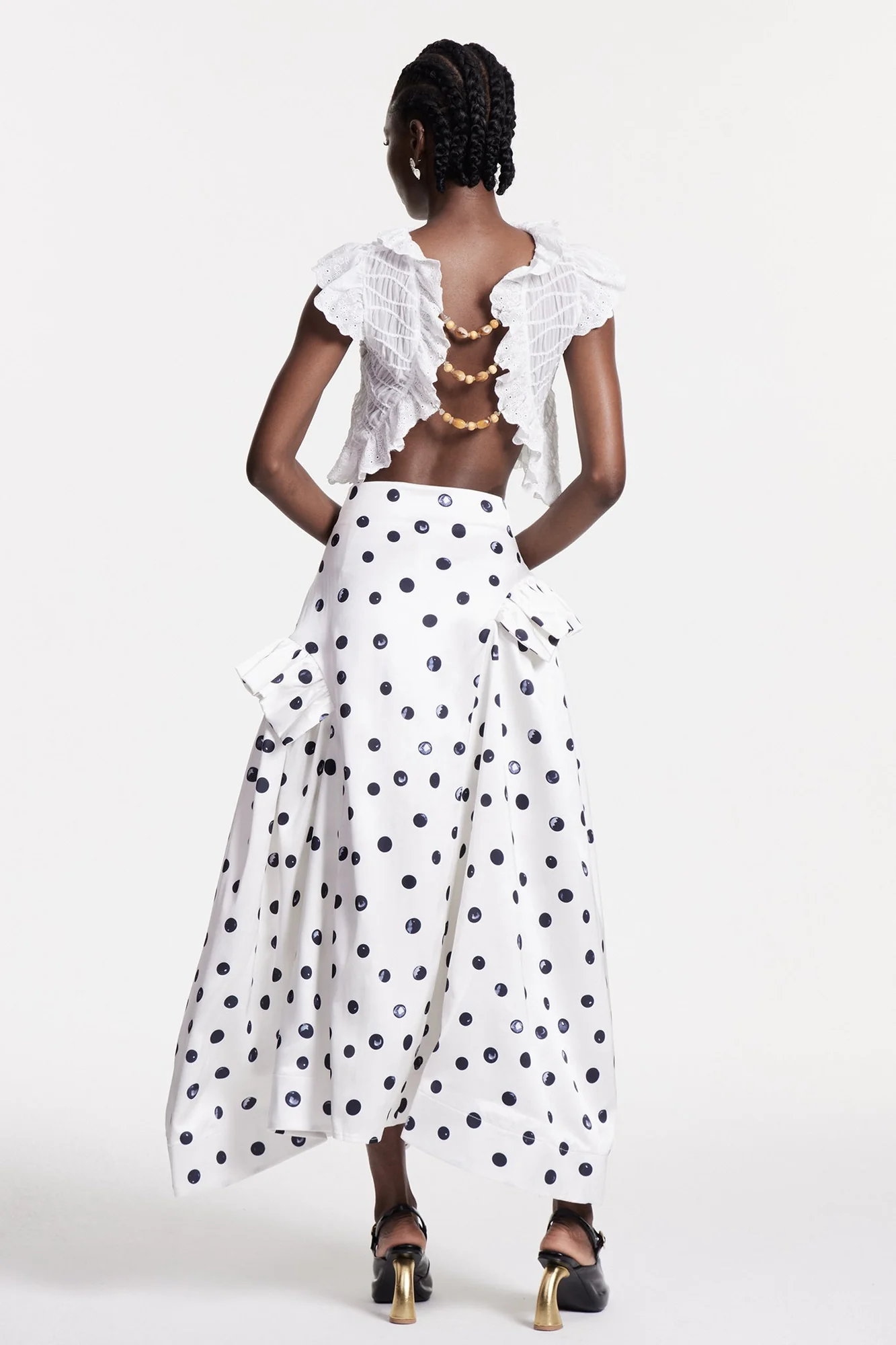 Delicate White Dotted Maxi Skirt