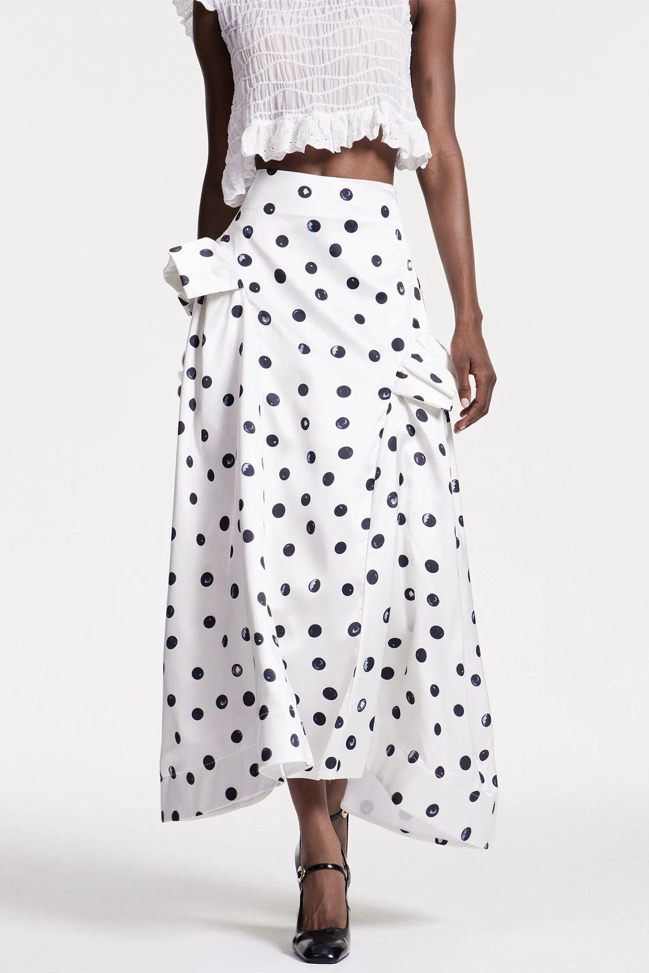 Delicate White Dotted Maxi Skirt