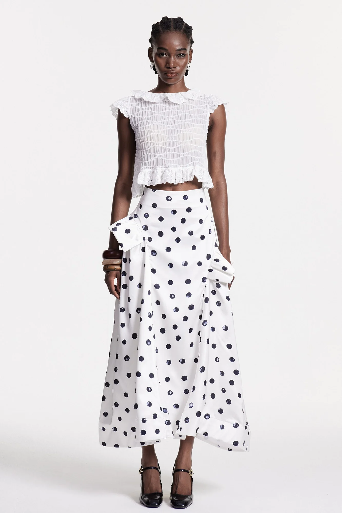 Delicate White Dotted Maxi Skirt