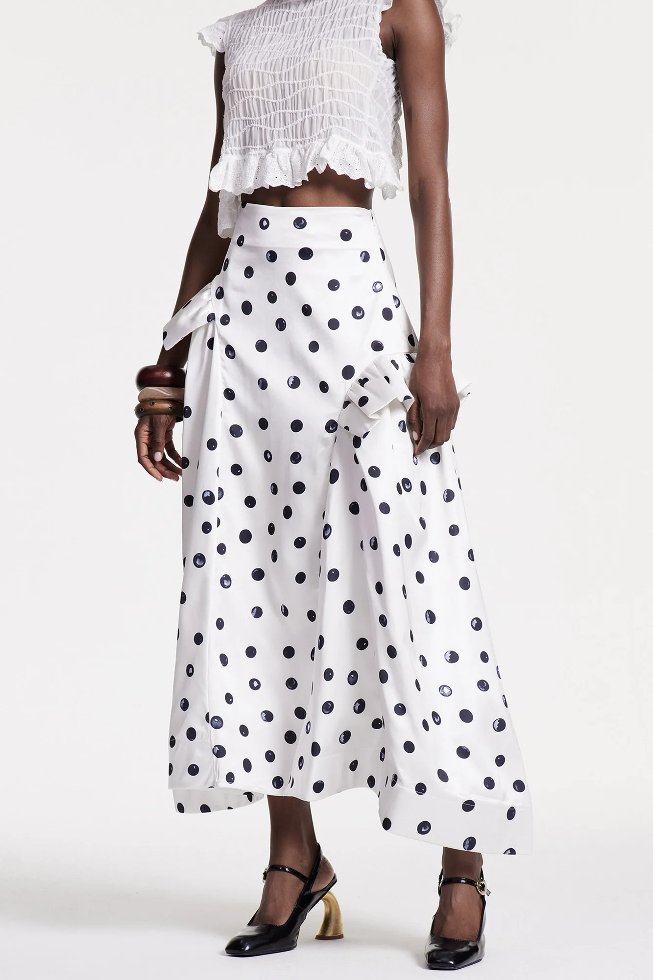 Delicate White Dotted Maxi Skirt